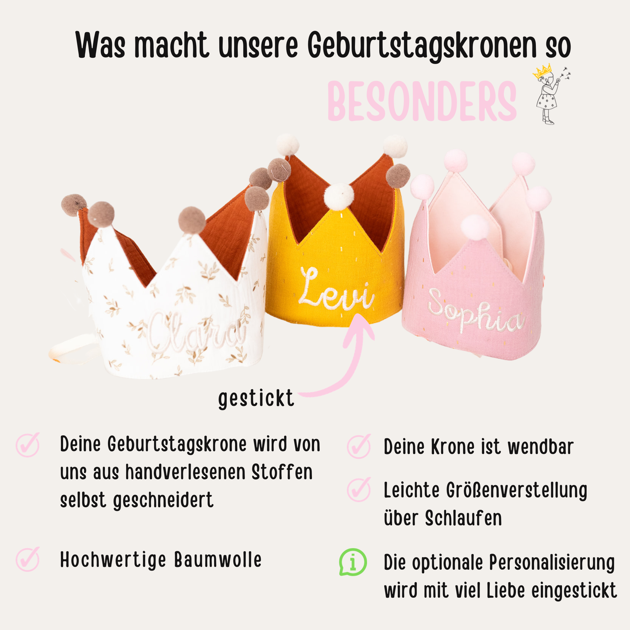 Geburtstagskrone aus Stoff
