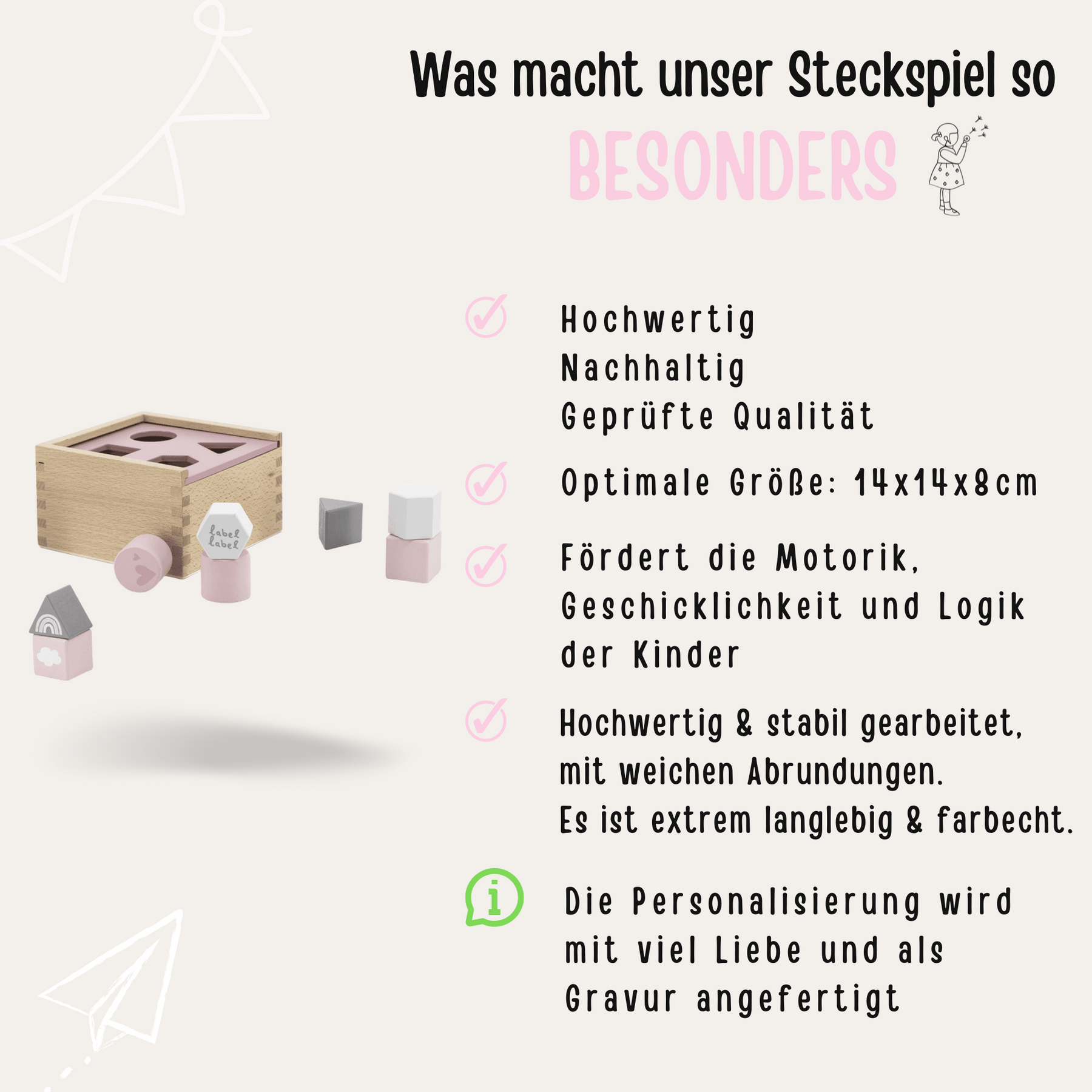 Sortierspiel Formen eckig personalisiert