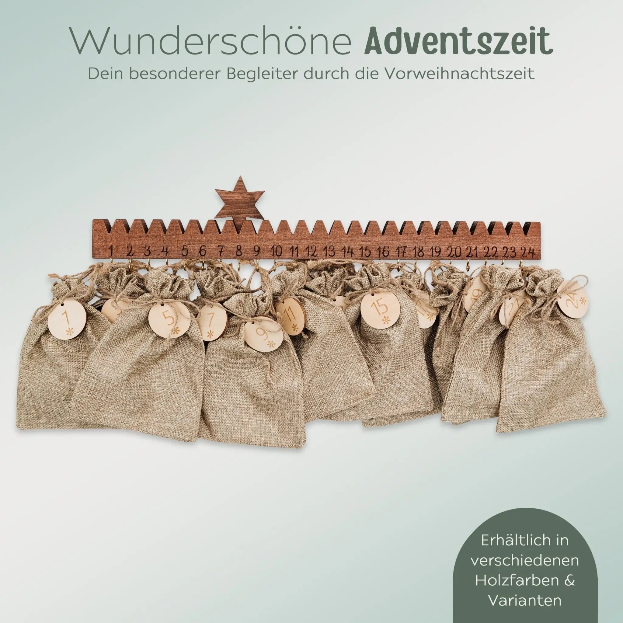 Adventskalender Holzleiste mit Stern - wunderwunsch