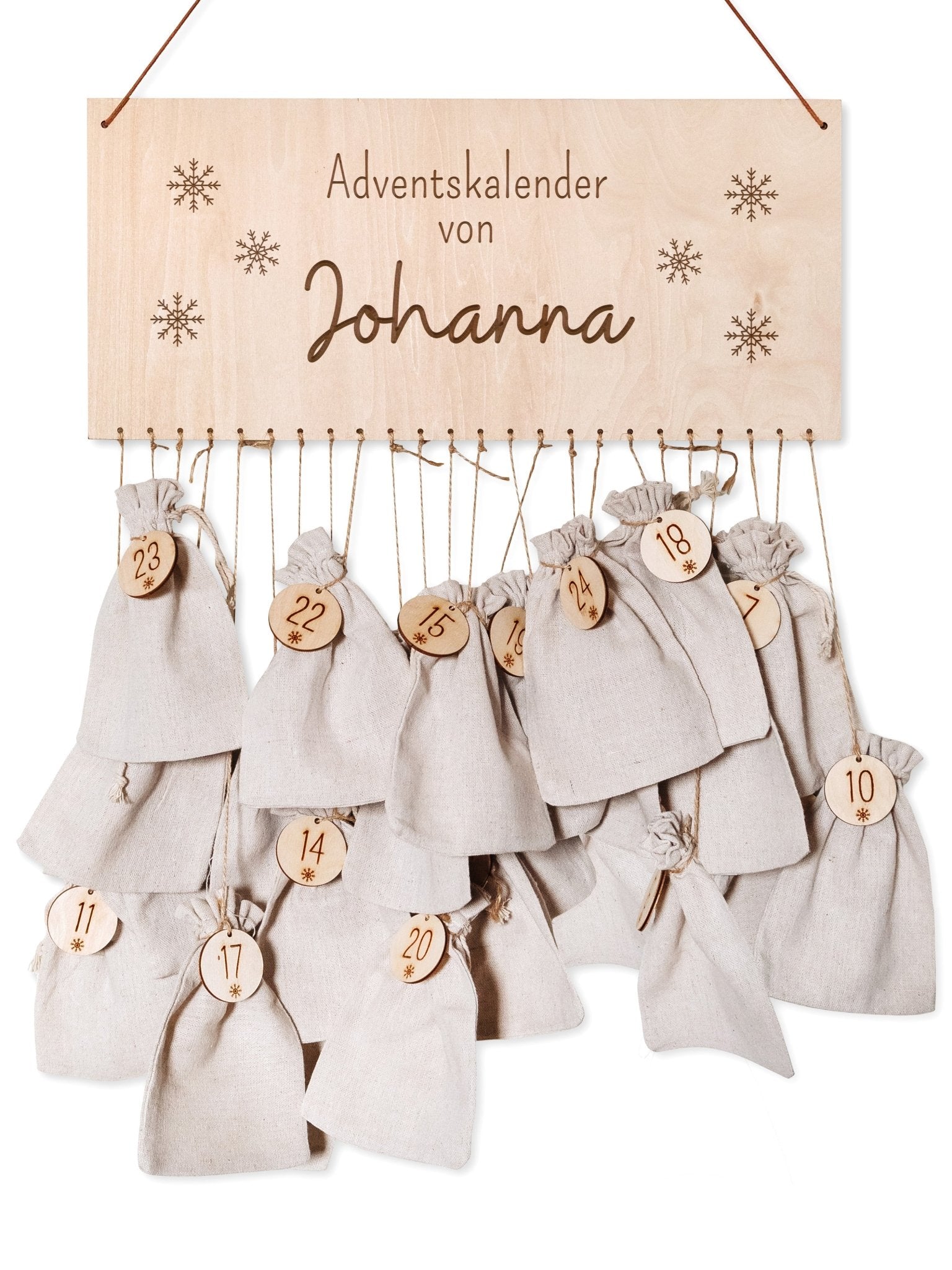 Adventskalender personalisiert - "Schneeflocken" Gravur - wunderwunsch
