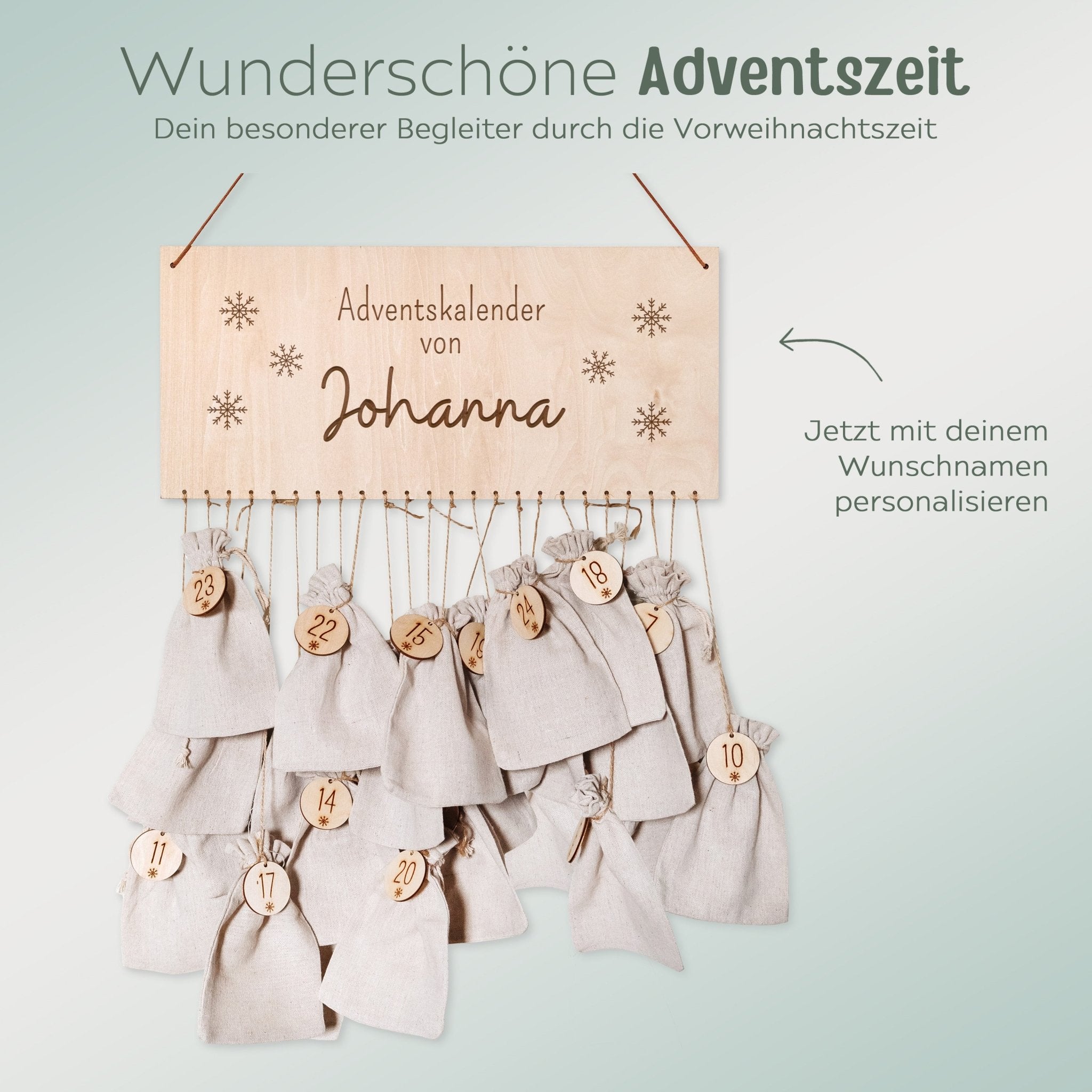 Adventskalender personalisiert - "Schneeflocken" Gravur - wunderwunsch