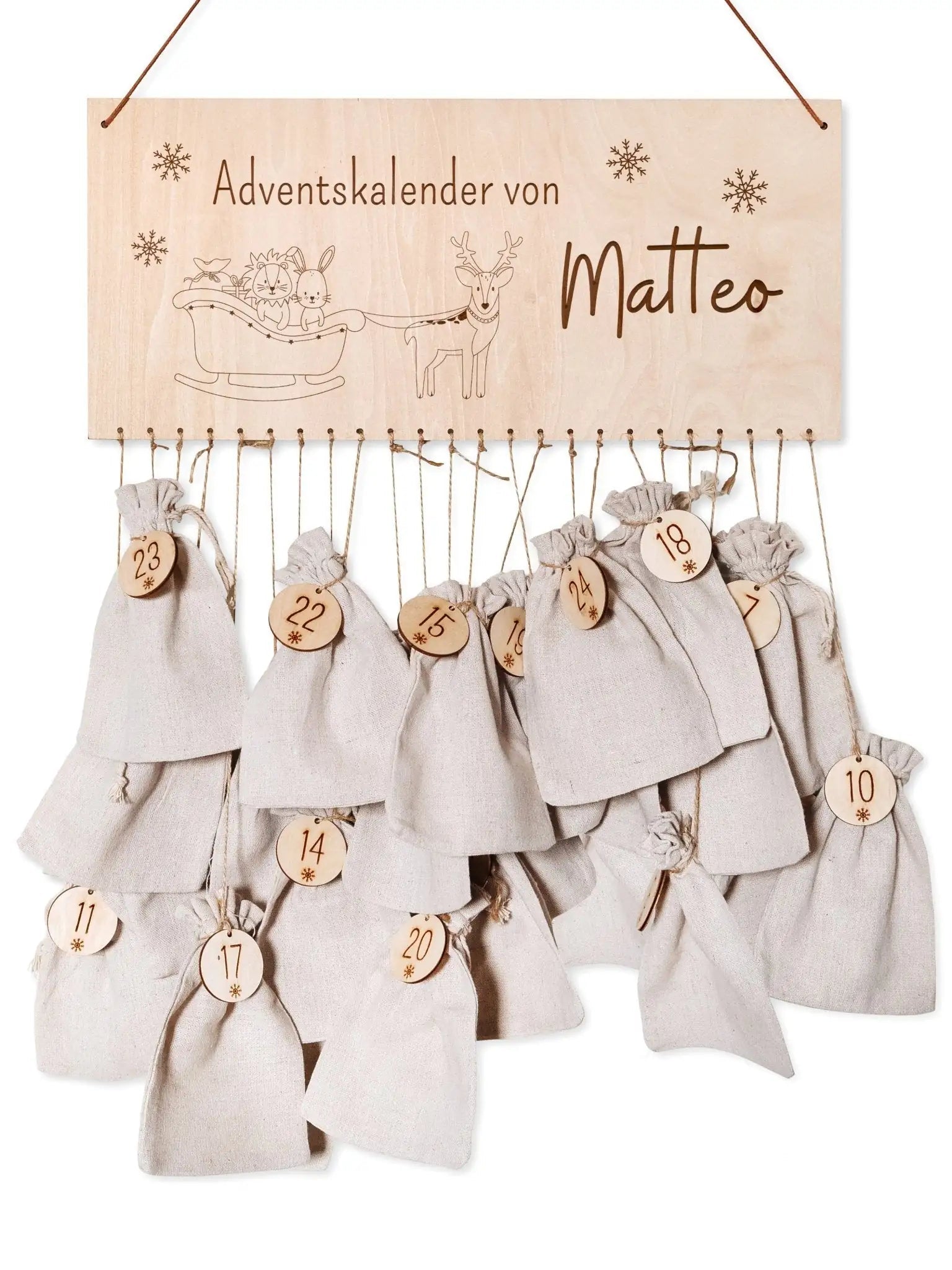 Adventskalender personalisiert - "Weihnachtsschlitten" Gravur - wunderwunsch