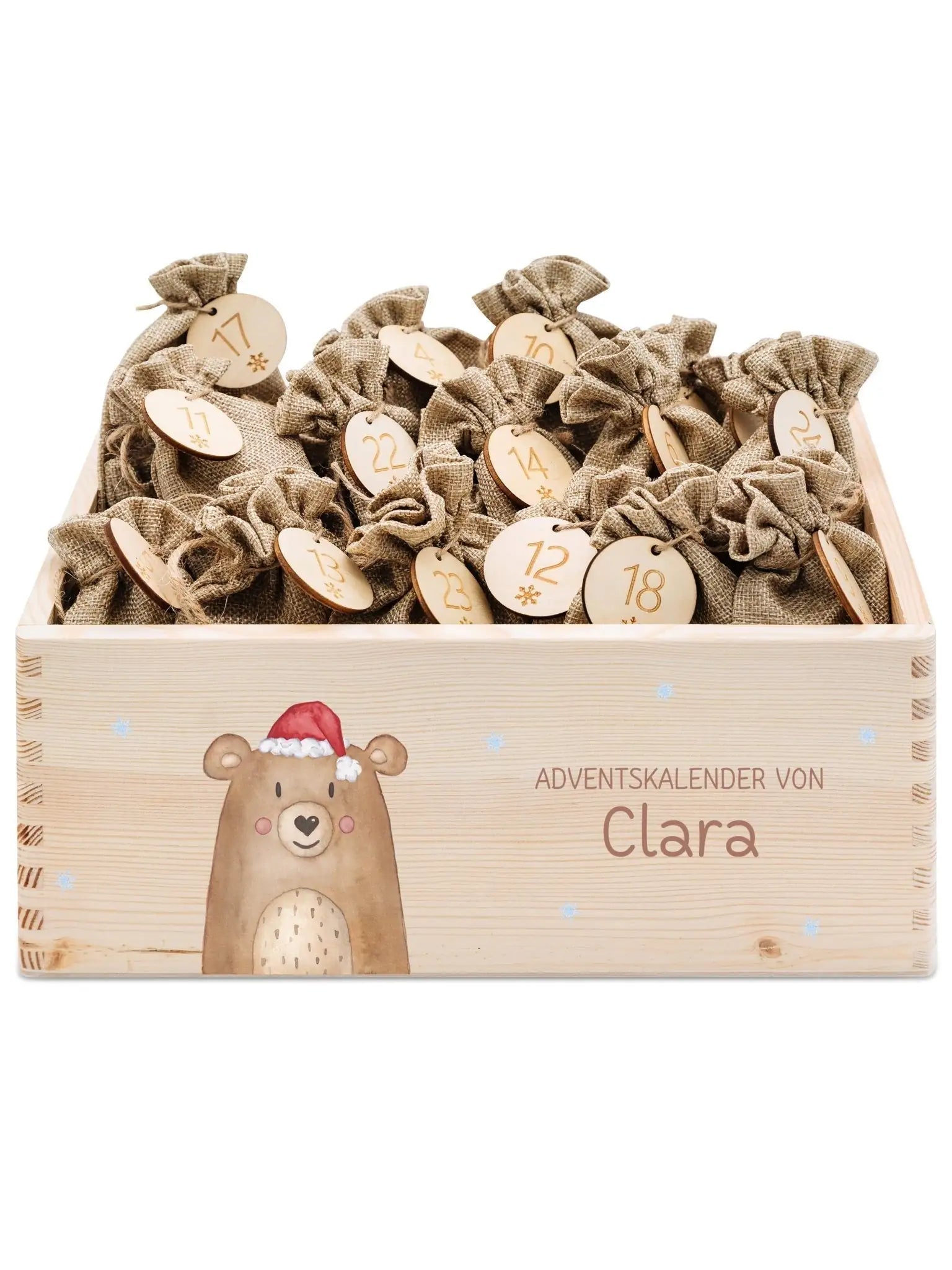 Adventskiste personalisiert - "Weihnachtsbär" Aquarell - wunderwunsch