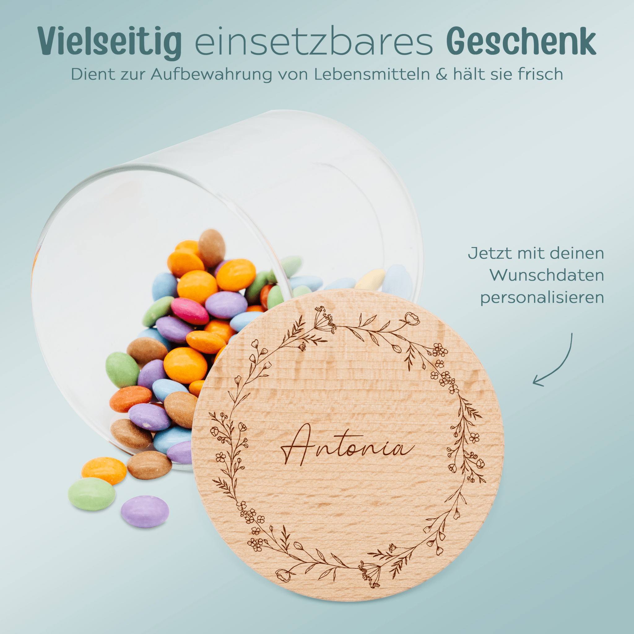 Aufbewahrungsglas "Blumenkranz" - wunderwunsch