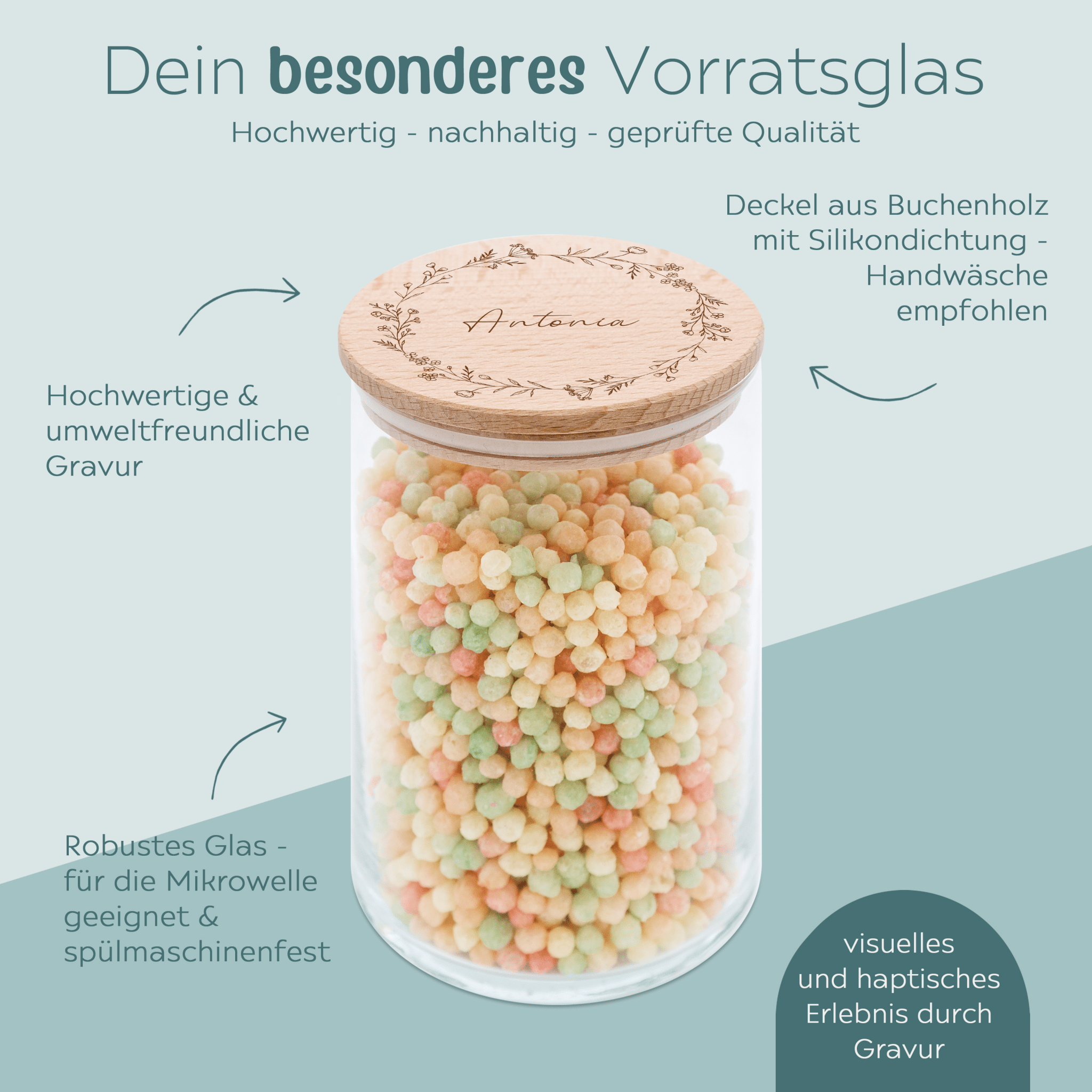 Aufbewahrungsglas "Blumenkranz" - wunderwunsch
