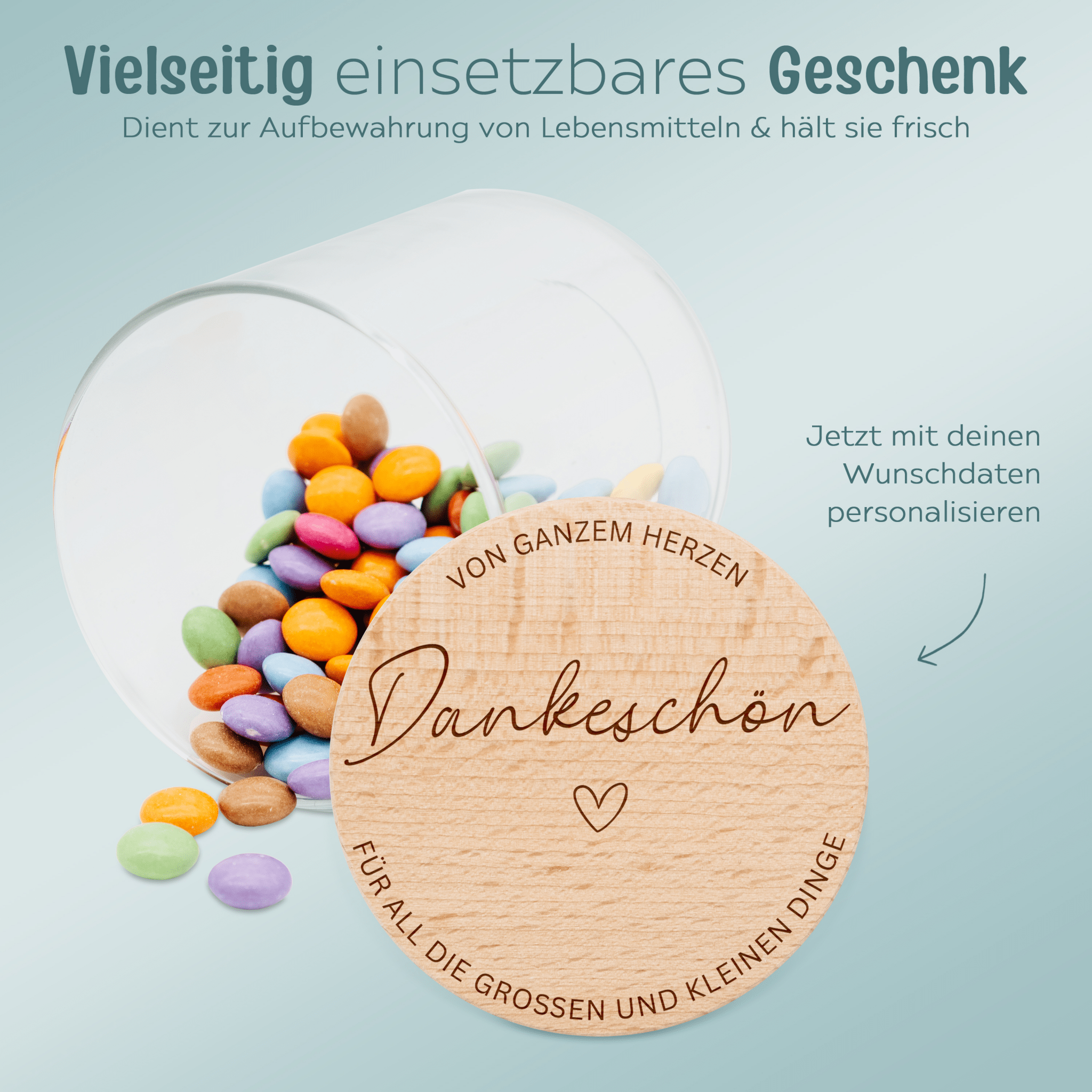 Aufbewahrungsglas "Dankeschön von Herzen" - wunderwunsch