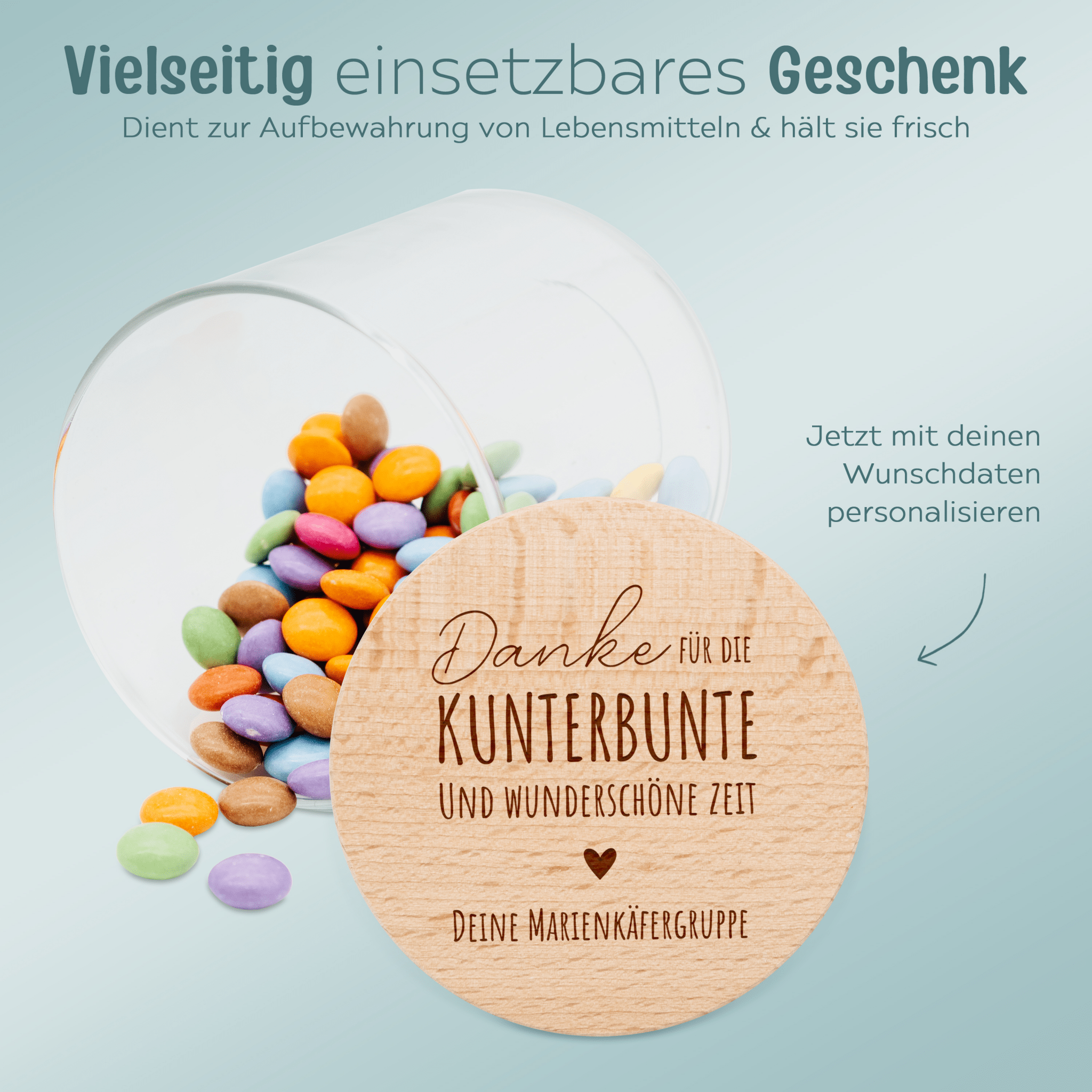 Aufbewahrungsglas "Kunterbunte Zeit" - wunderwunsch