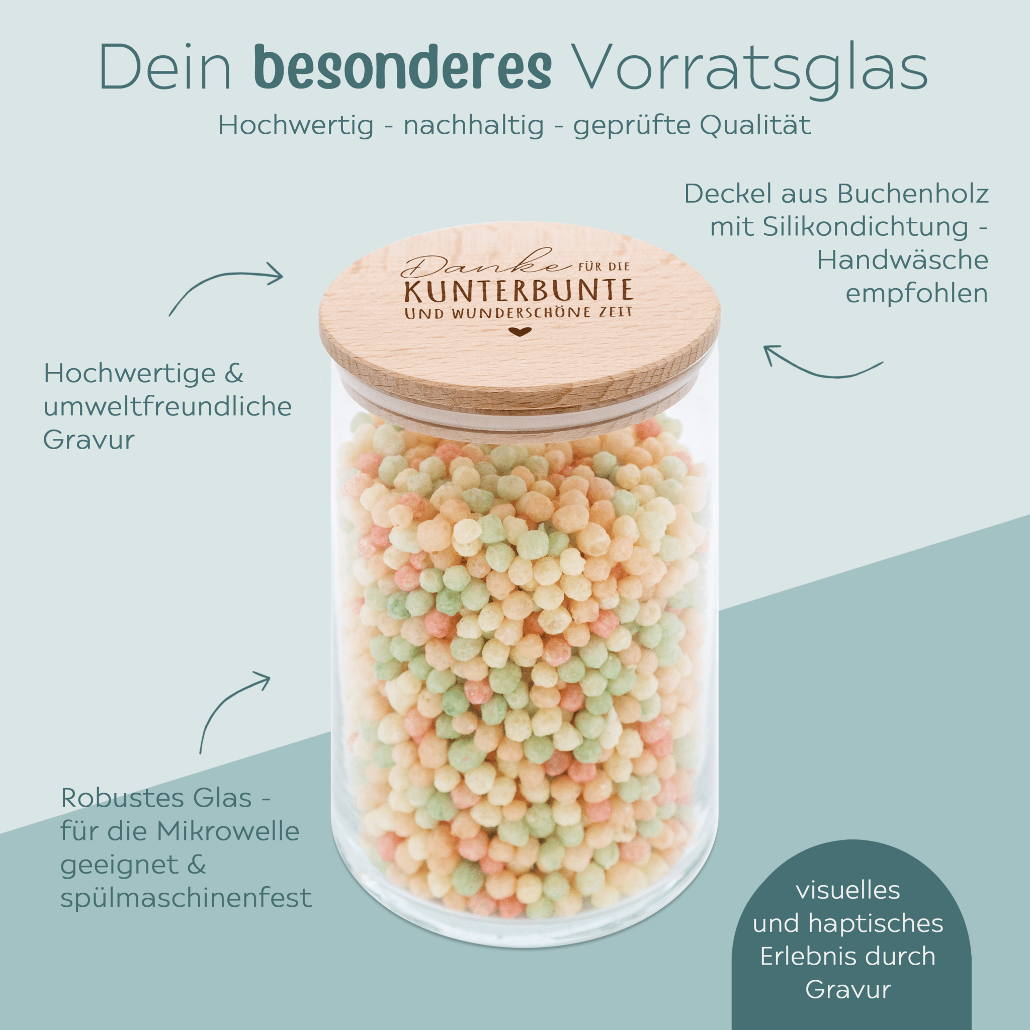 Aufbewahrungsglas "Kunterbunte Zeit" - wunderwunsch