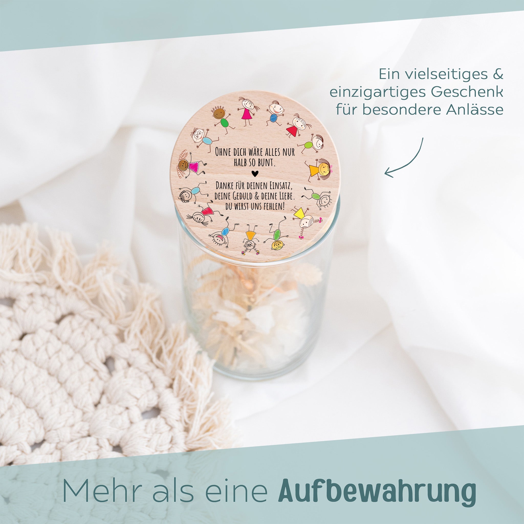 Aufbewahrungsglas "Ohne dich nur halb so bunt" Aquarell - wunderwunsch