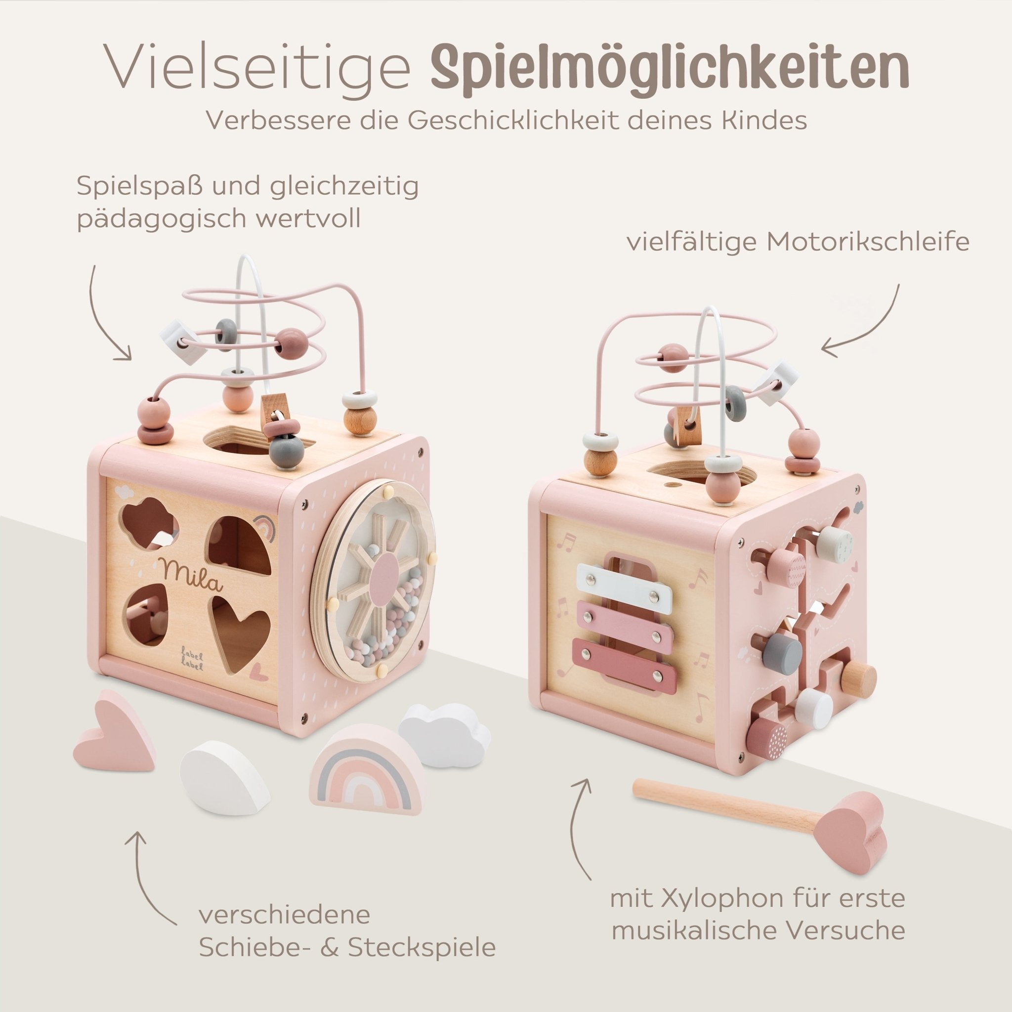 B - WARE LABEL LABEL Motorikwürfel Formen - rosa - wunderwunsch