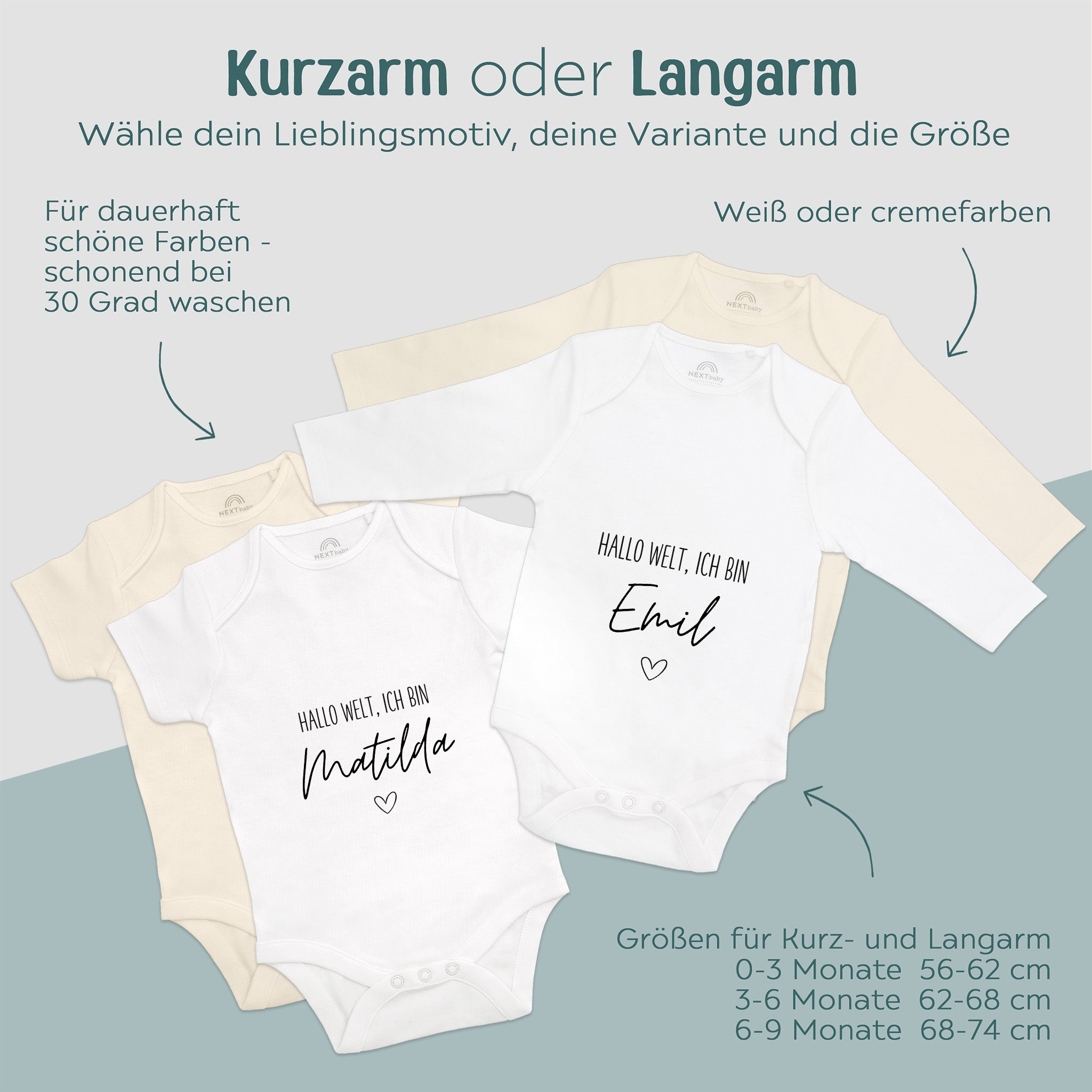 Baby Body "Hallo Welt" personalisiert - wunderwunsch
