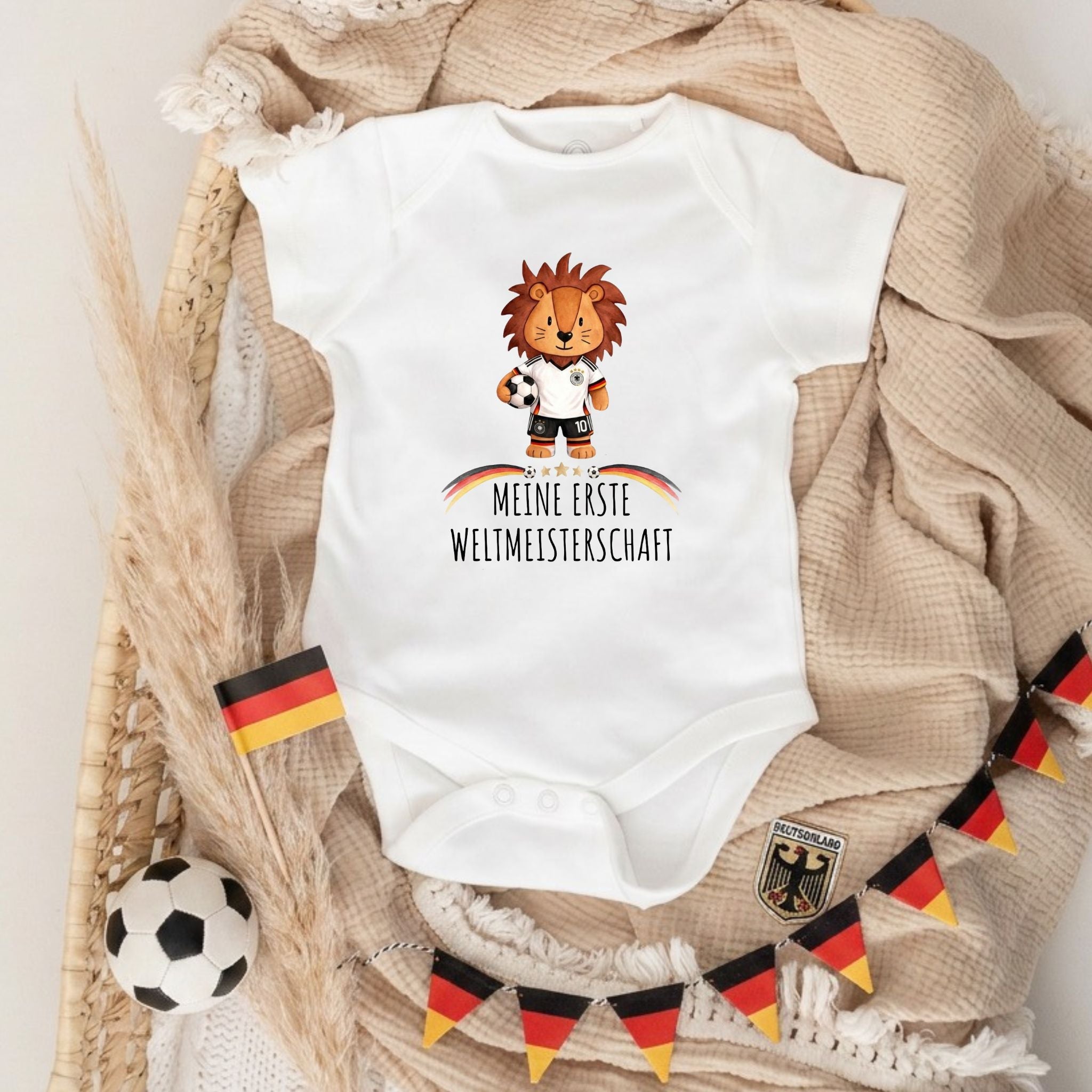 Baby Body "Meine erste Weltmeisterschaft" Fußball Löwe - wunderwunsch