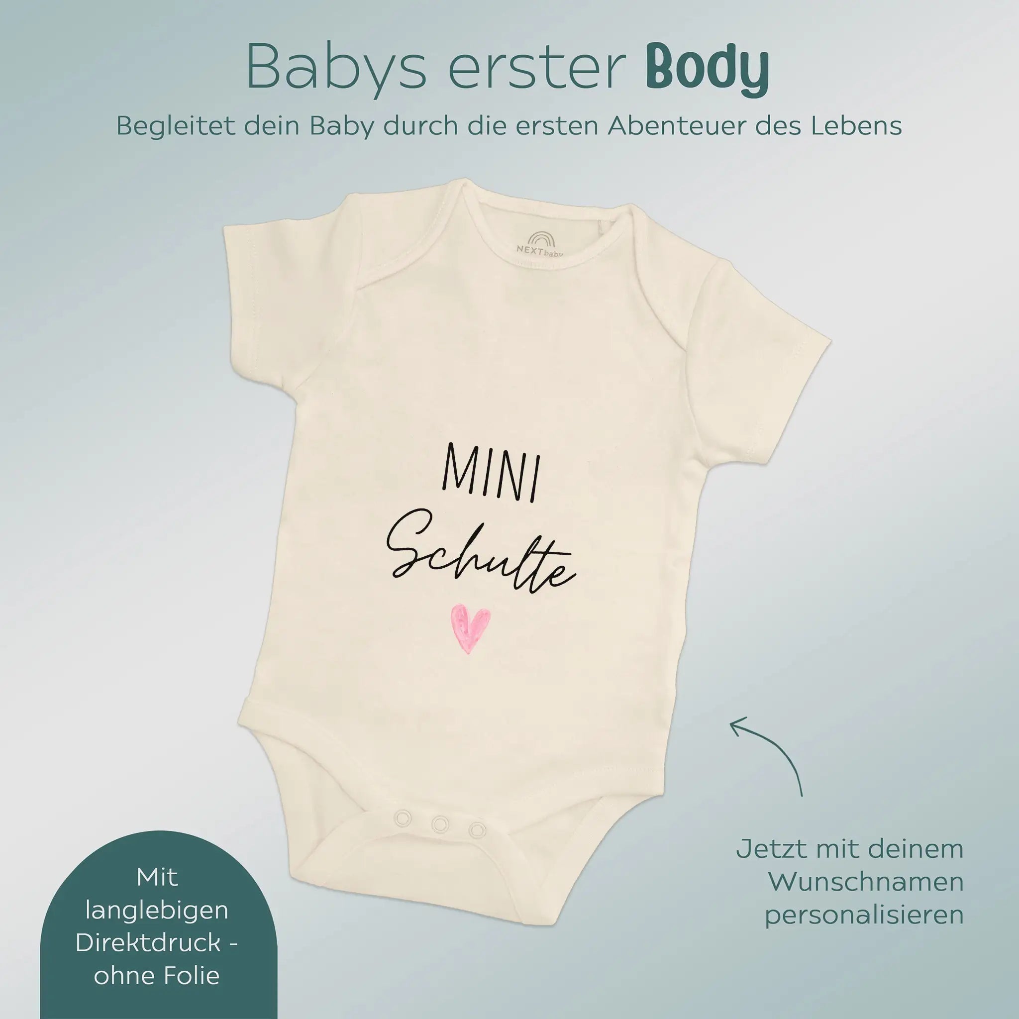 Baby Body "Mini Nachname" Herz personalisiert - wunderwunsch