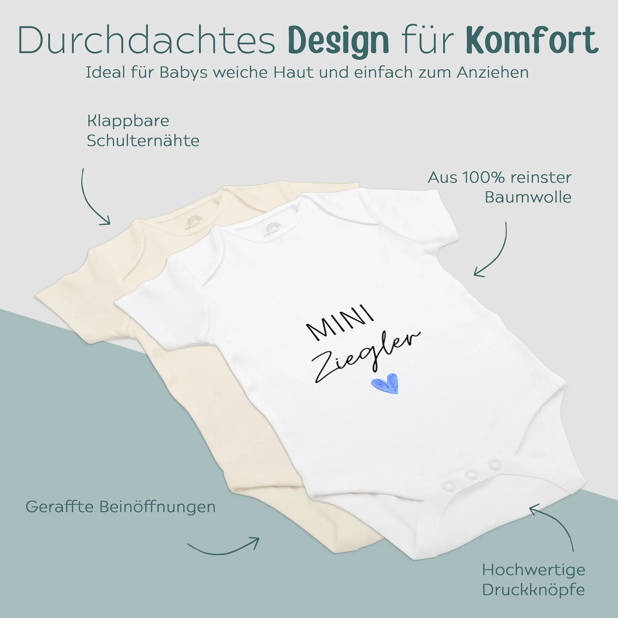 Baby Body "Mini Nachname" Herz personalisiert - wunderwunsch