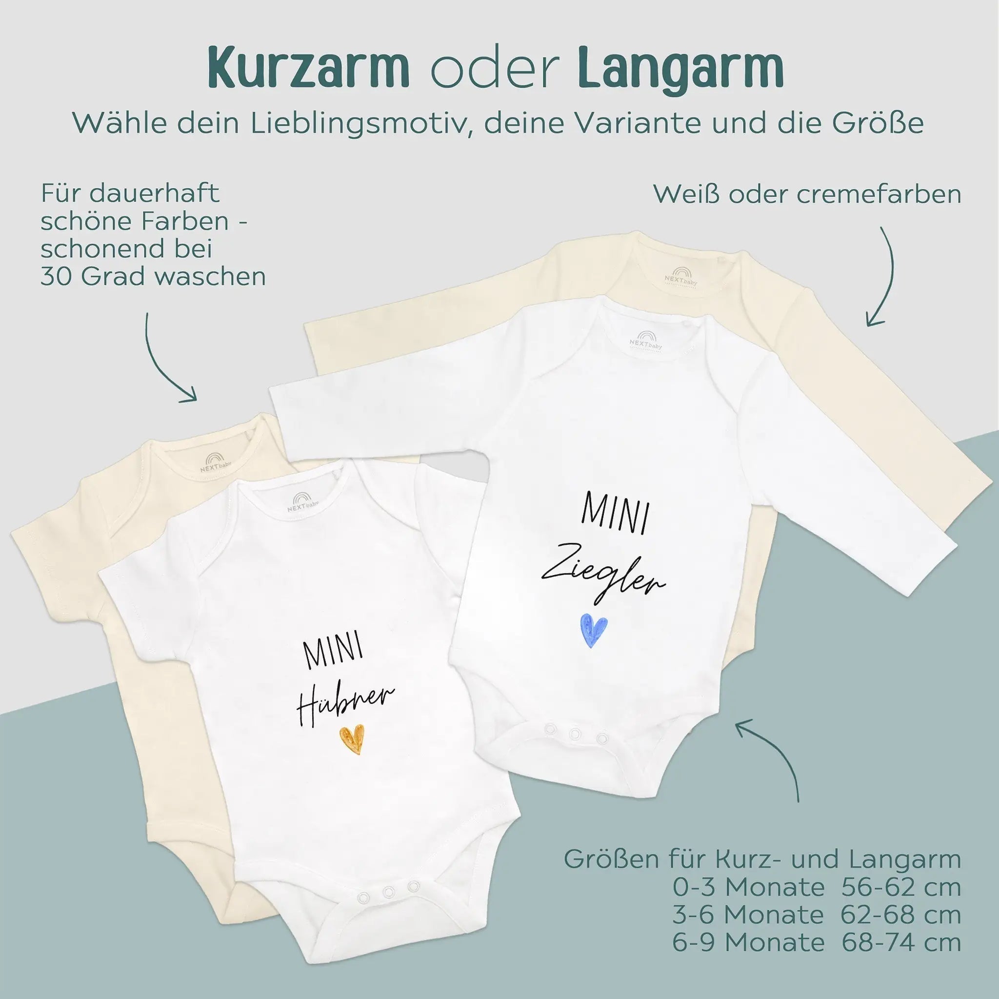 Baby Body "Mini Nachname" Herz personalisiert - wunderwunsch