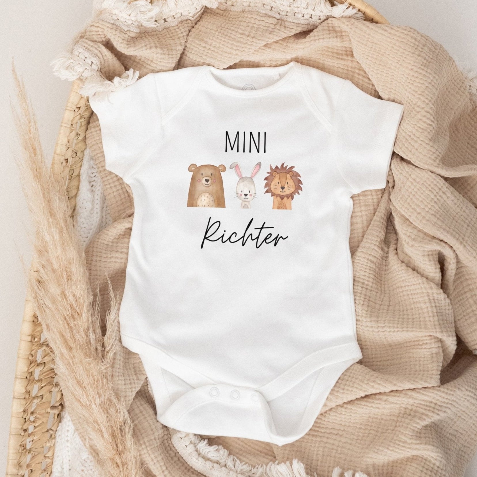 Baby Body "Mini Nachname" Tiere personalisiert - wunderwunsch