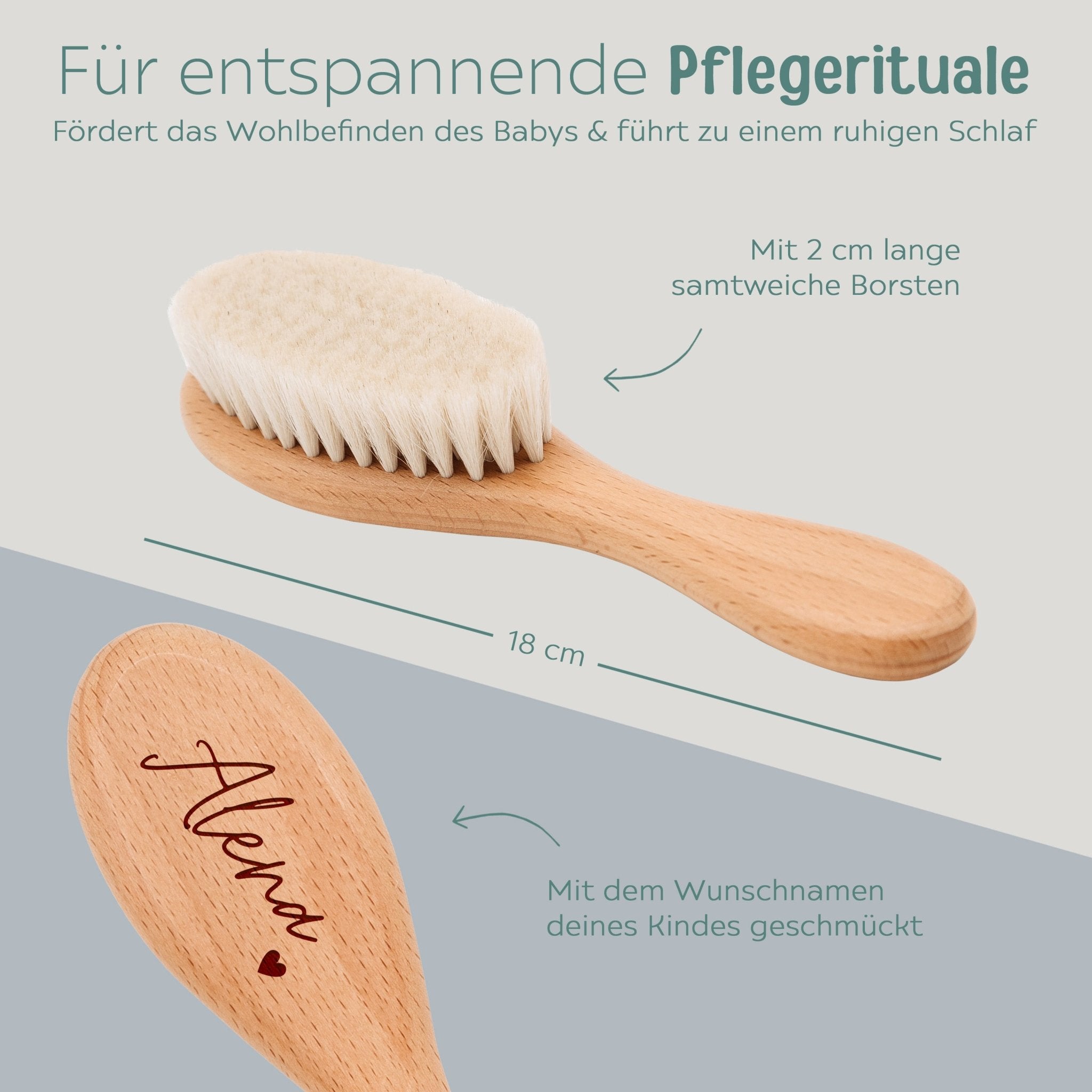Babyhaarbürste personalisiert - Herz oder Zweig - wunderwunsch