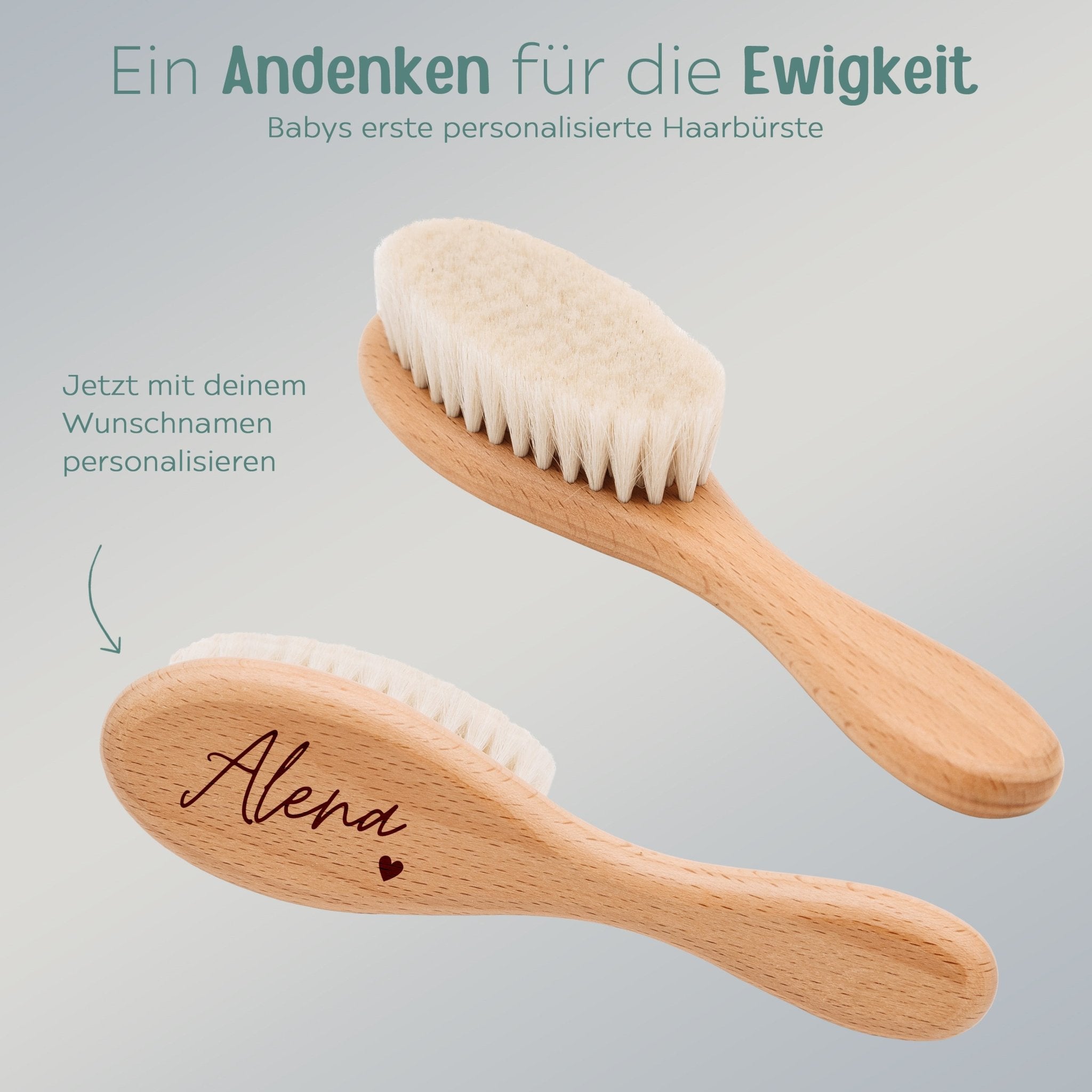 Babyhaarbürste personalisiert - Herz oder Zweig - wunderwunsch