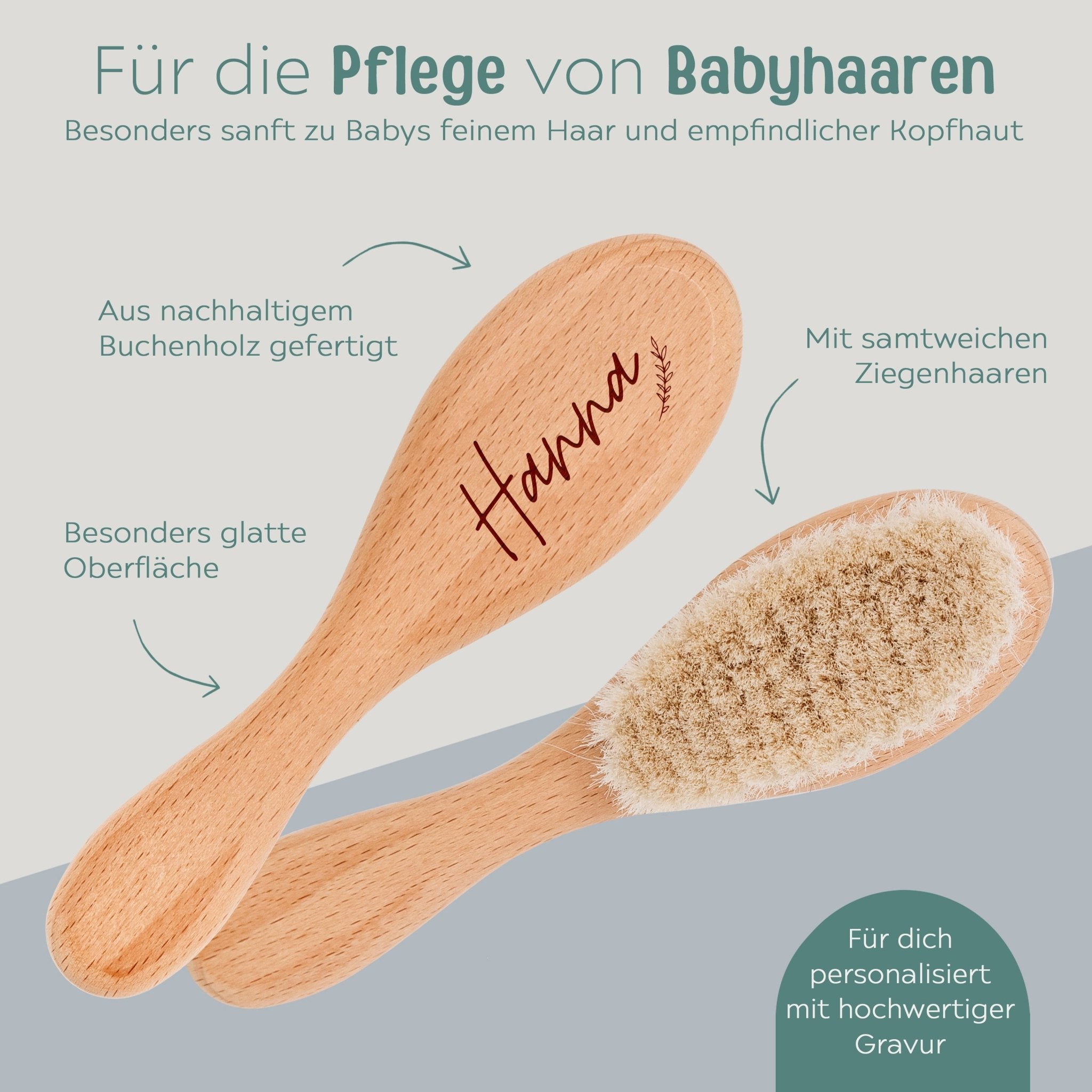Babyhaarbürste personalisiert - Herz oder Zweig - wunderwunsch