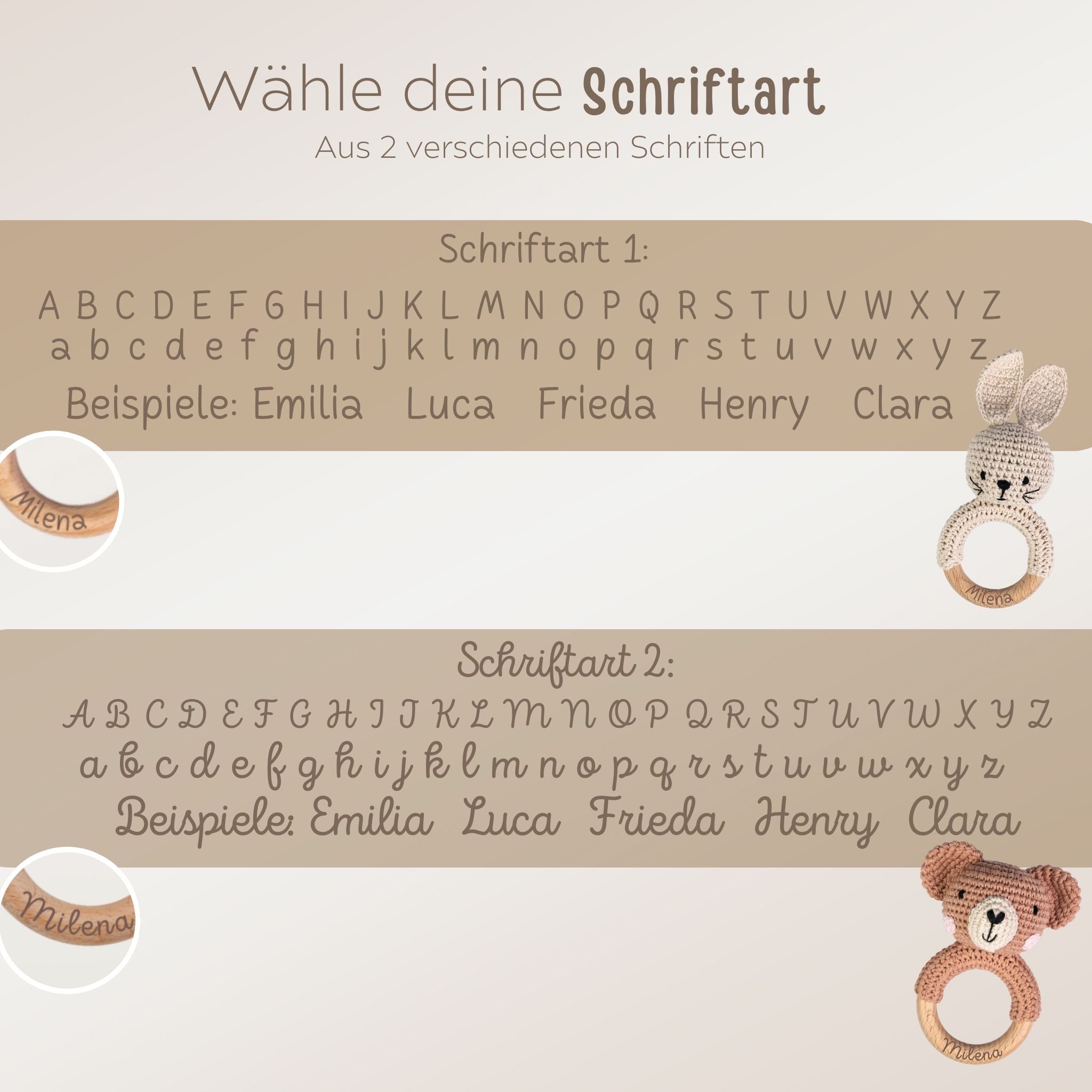 Babyrassel personalisiert - Bär - wunderwunsch