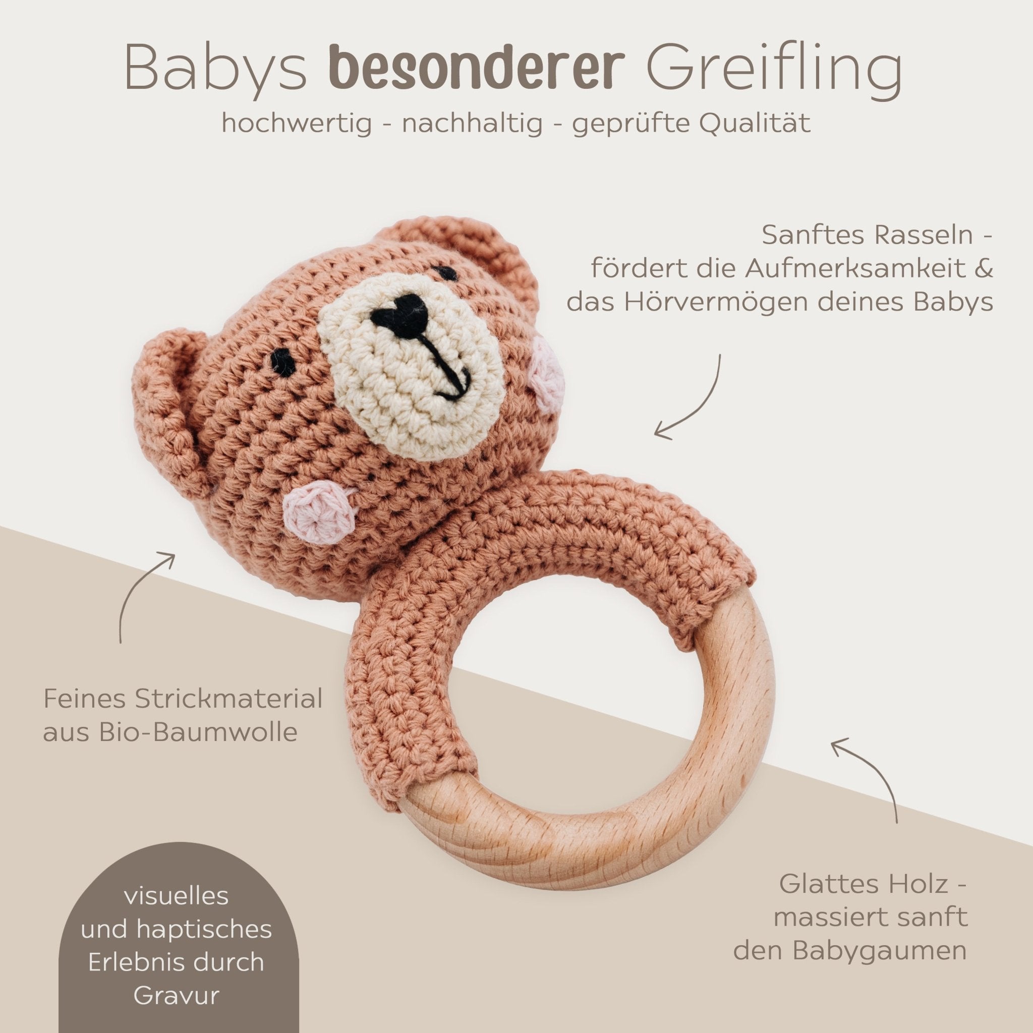 Babyrassel personalisiert - Bär - wunderwunsch