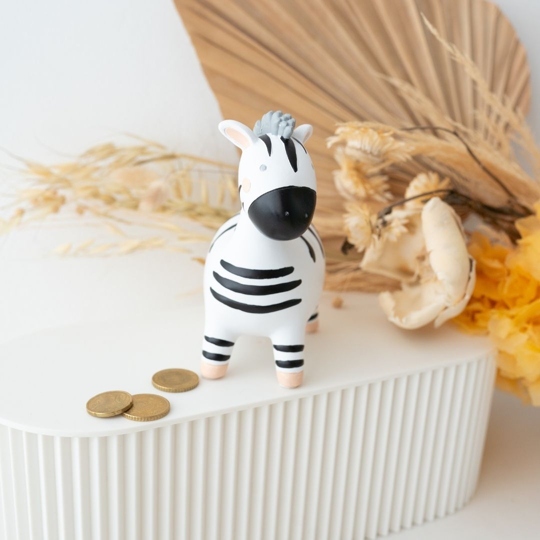 BAMBINO Spardose Resin Löwe, Elefant, Zebra - personalisierbar - wunderwunsch