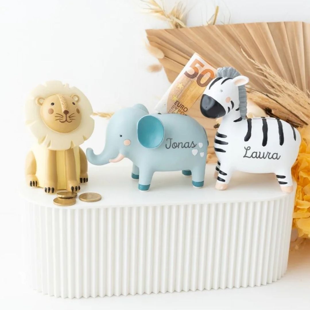 BAMBINO Tier Spardose aus Resin personalisierbar - wunderwunsch