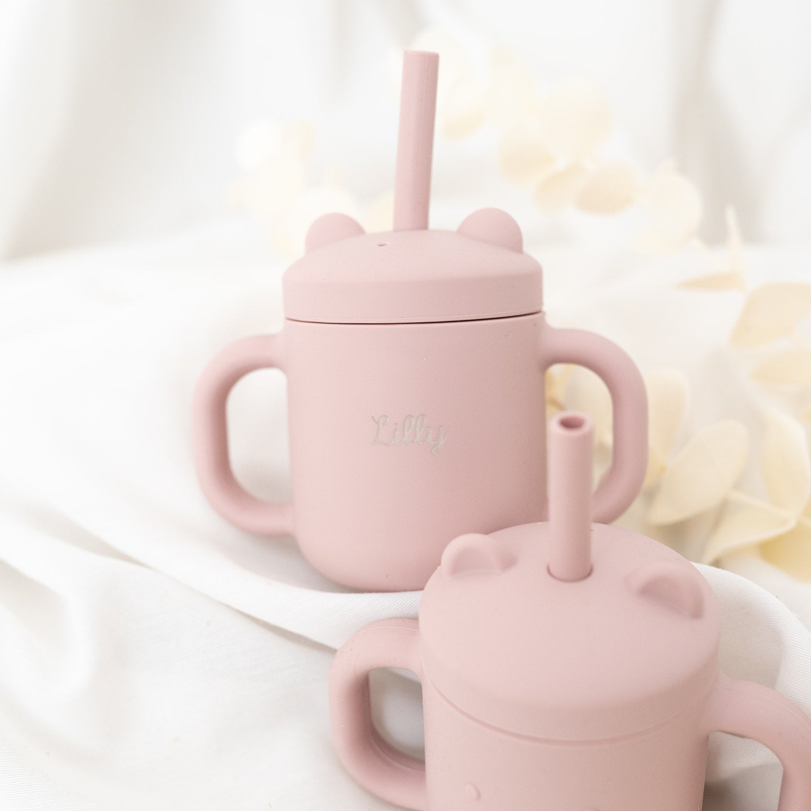 BAMBINO Trinklernbecher aus Silikon personalisiert - Rosa, Blau, Beige - wunderwunsch