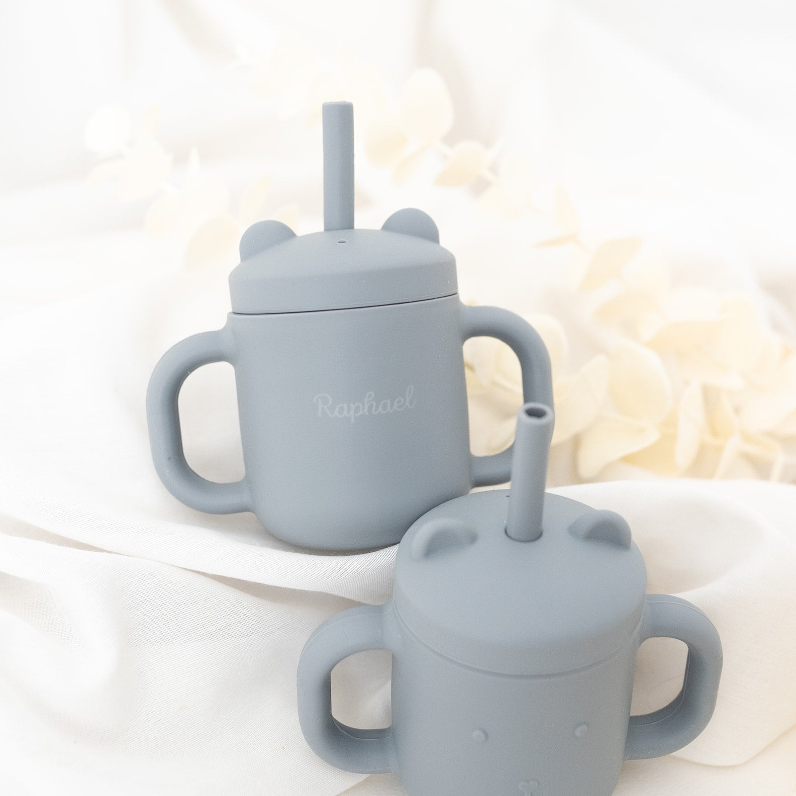 BAMBINO Trinklernbecher aus Silikon personalisiert - Rosa, Blau, Beige - wunderwunsch