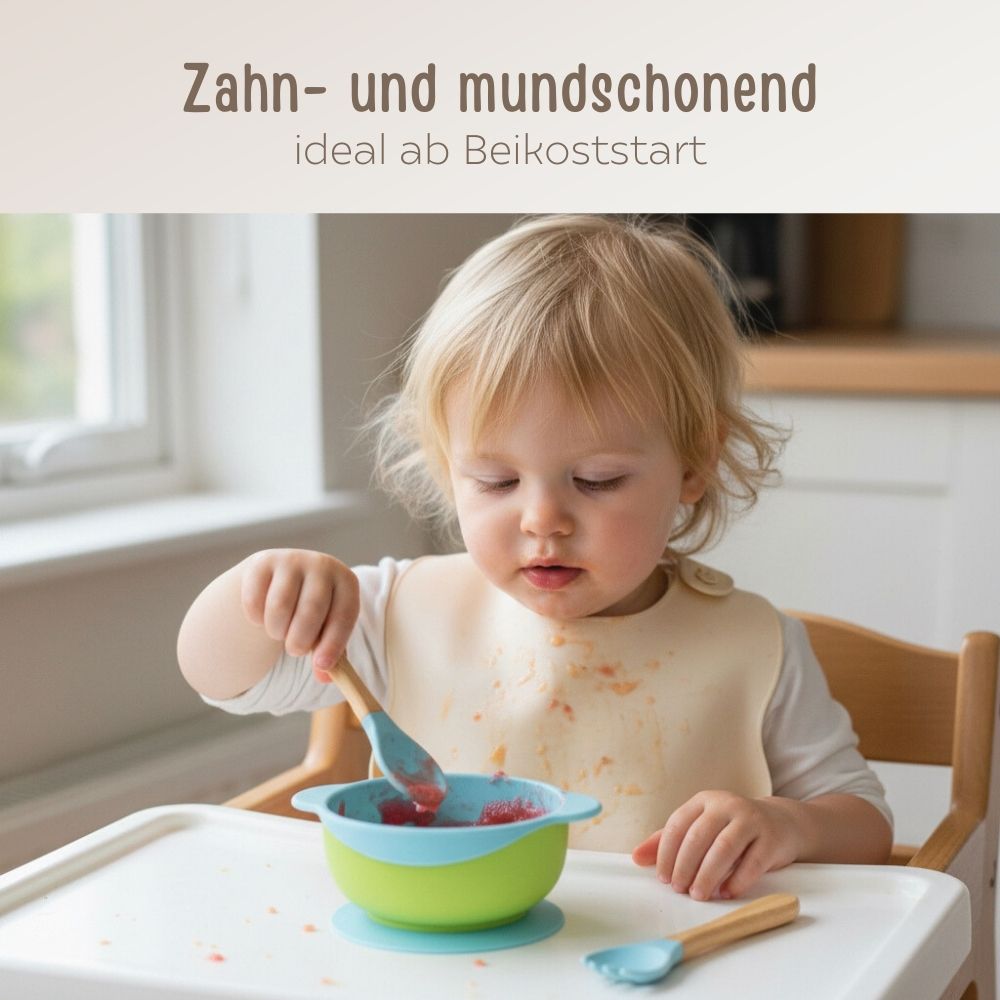 Bambus Besteck - Set mit Silikon personalisierbar - wunderwunsch