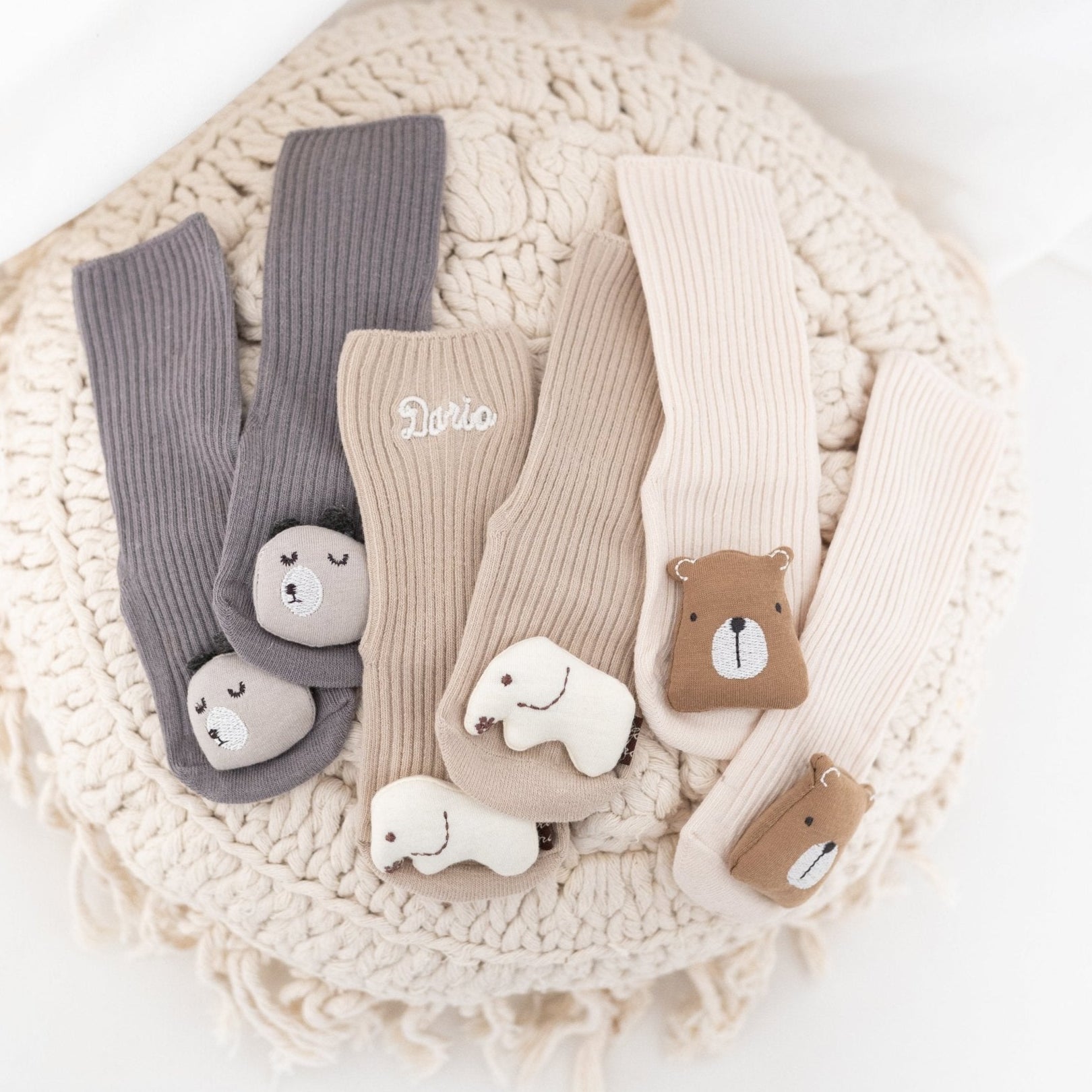 Baumwollsöckchen mit Stoppern 0 - 6 Monate - Bär, Koala, Elefant - wunderwunsch