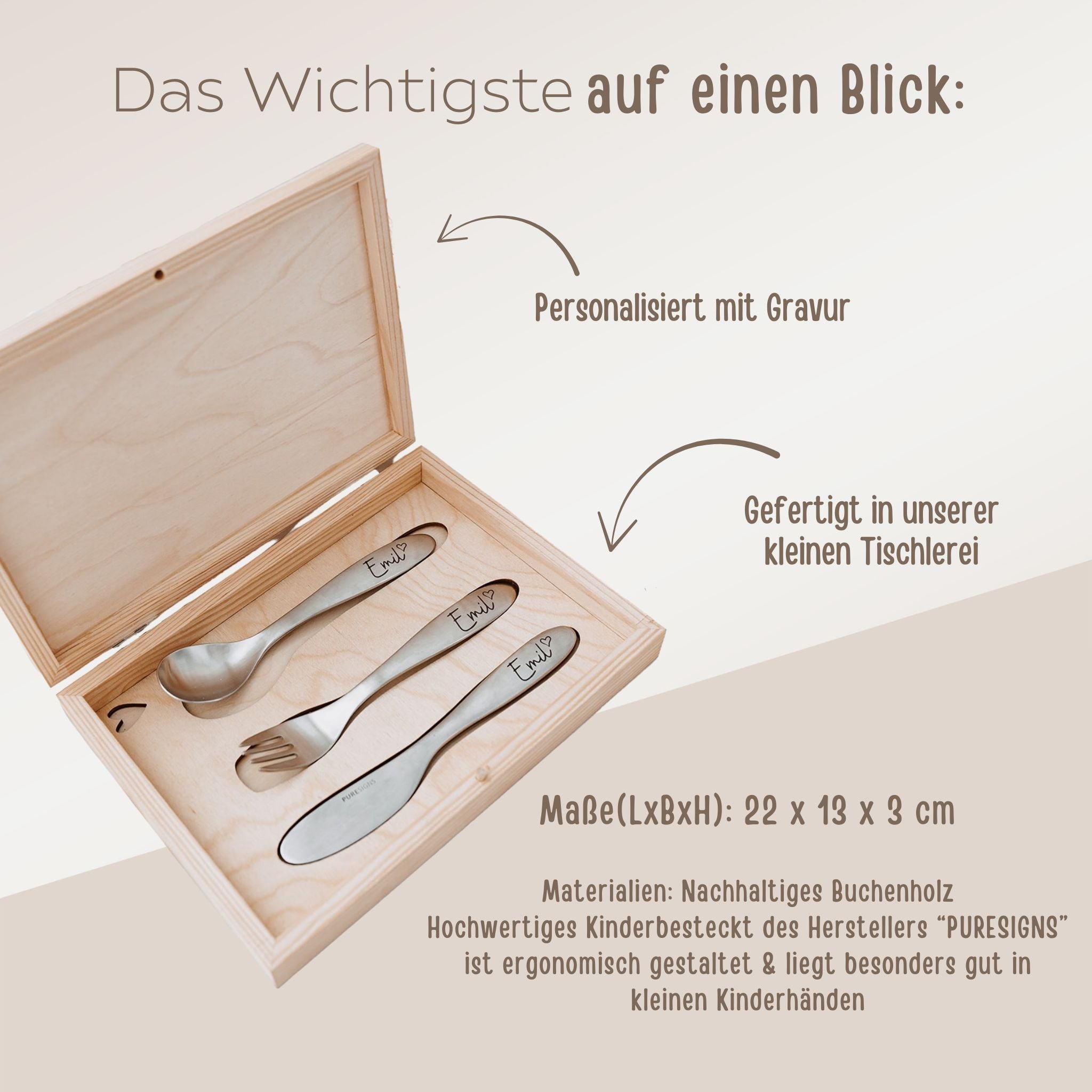 Besteckkasten "Herz und Tiere" - wunderwunsch