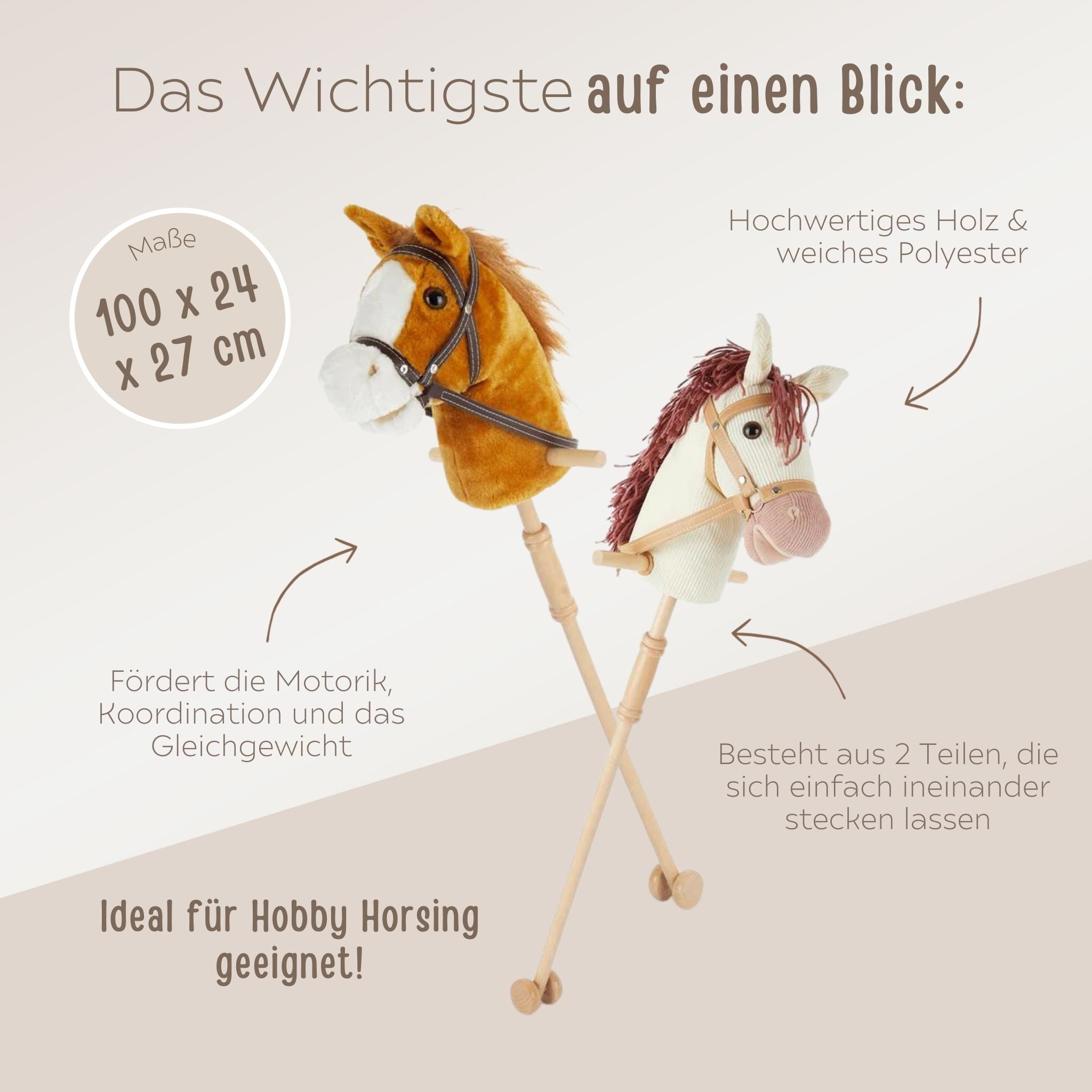 BIECO Steckenpferd Braun oder Rosa personalisiert - wunderwunsch