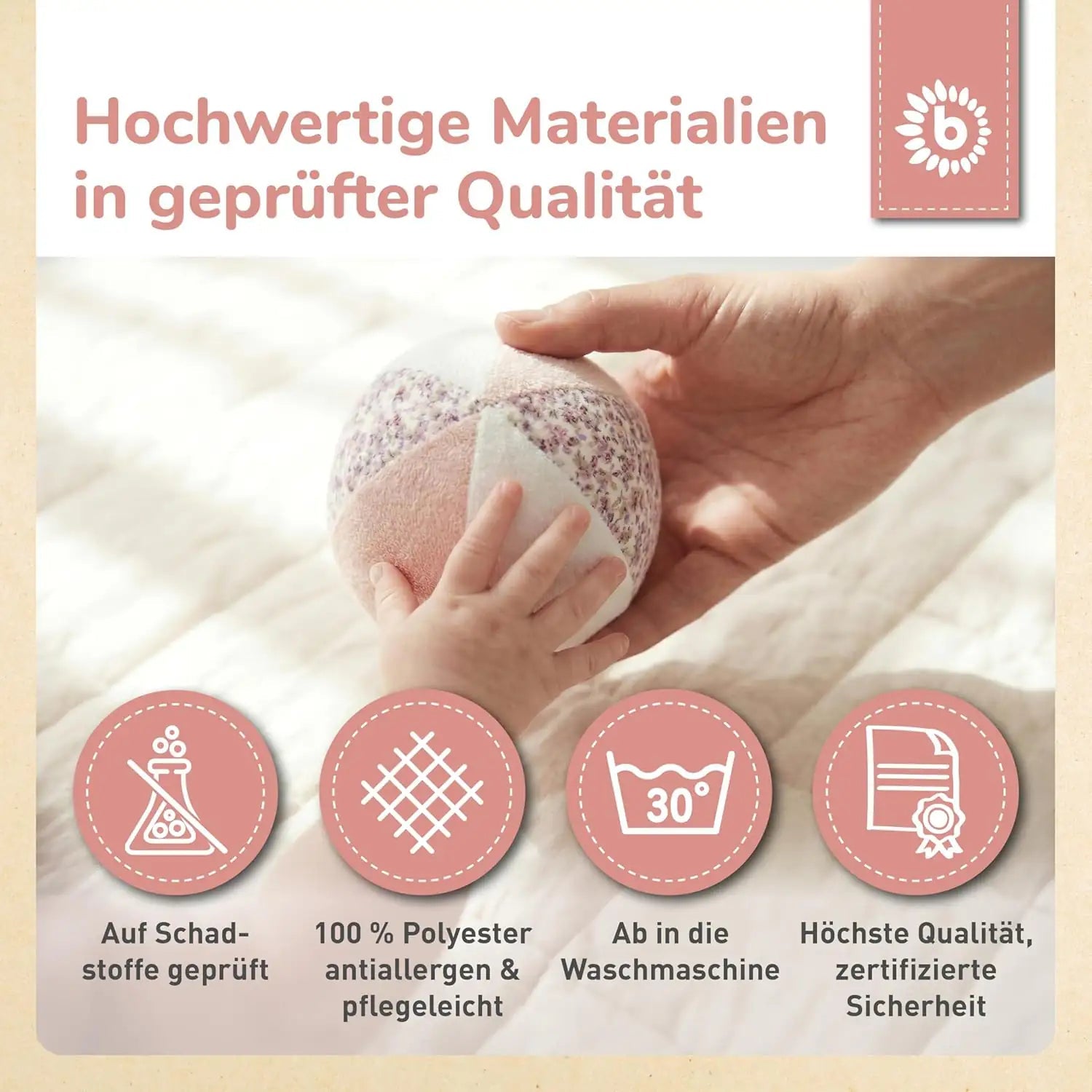 BIECO Stoffball mit Rassel personalisierbar - wunderwunsch