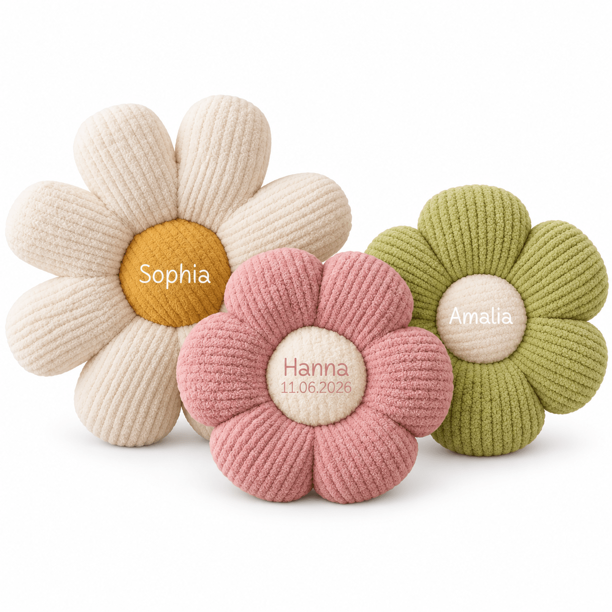 Blumen Kissen aus Plüsch personalisiert