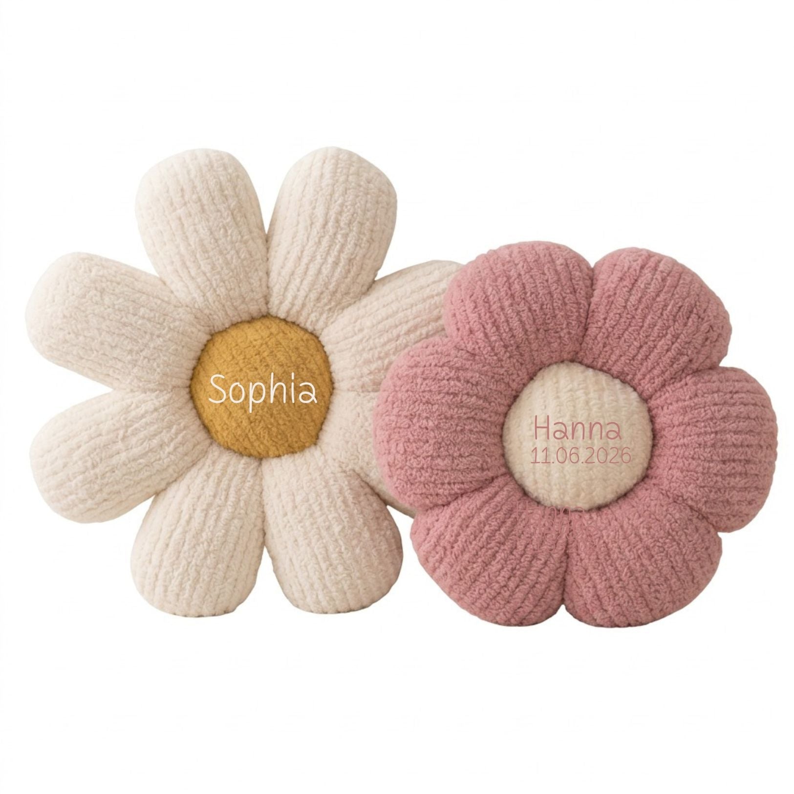 Blumen Kissen aus Plüsch personalisiert - wunderwunsch