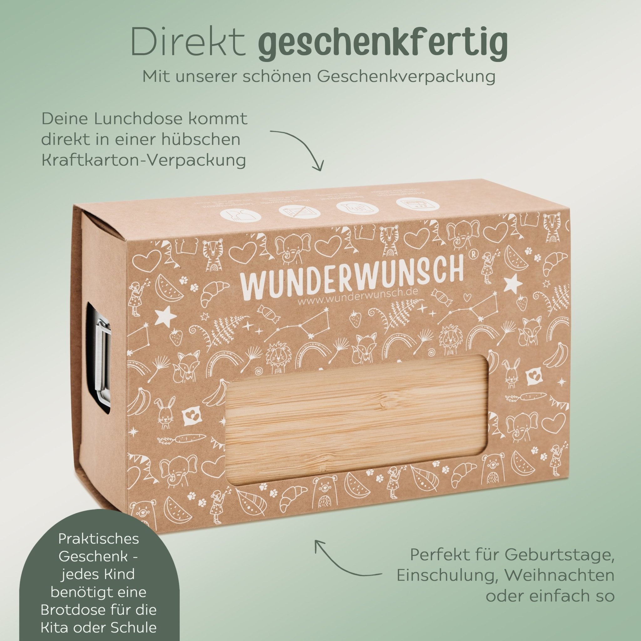 Brotdose Edelstahl personalisiert - Blumen Punkte Aquarell - wunderwunsch