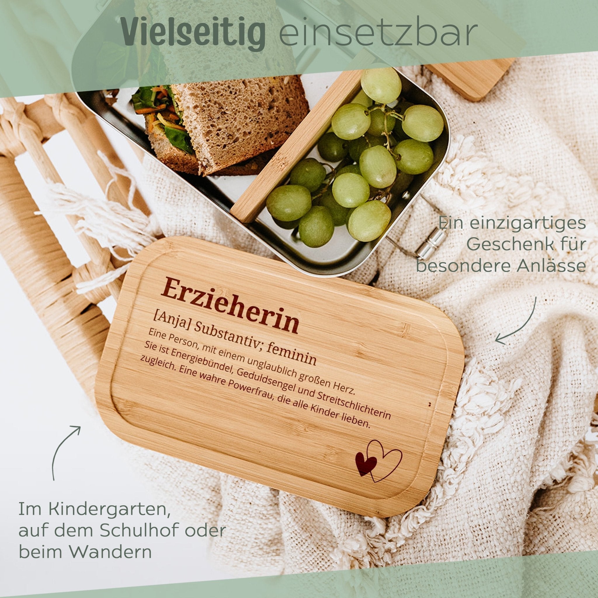 Brotdose Edelstahl personalisiert - Erzieherin Definition Gravur - wunderwunsch