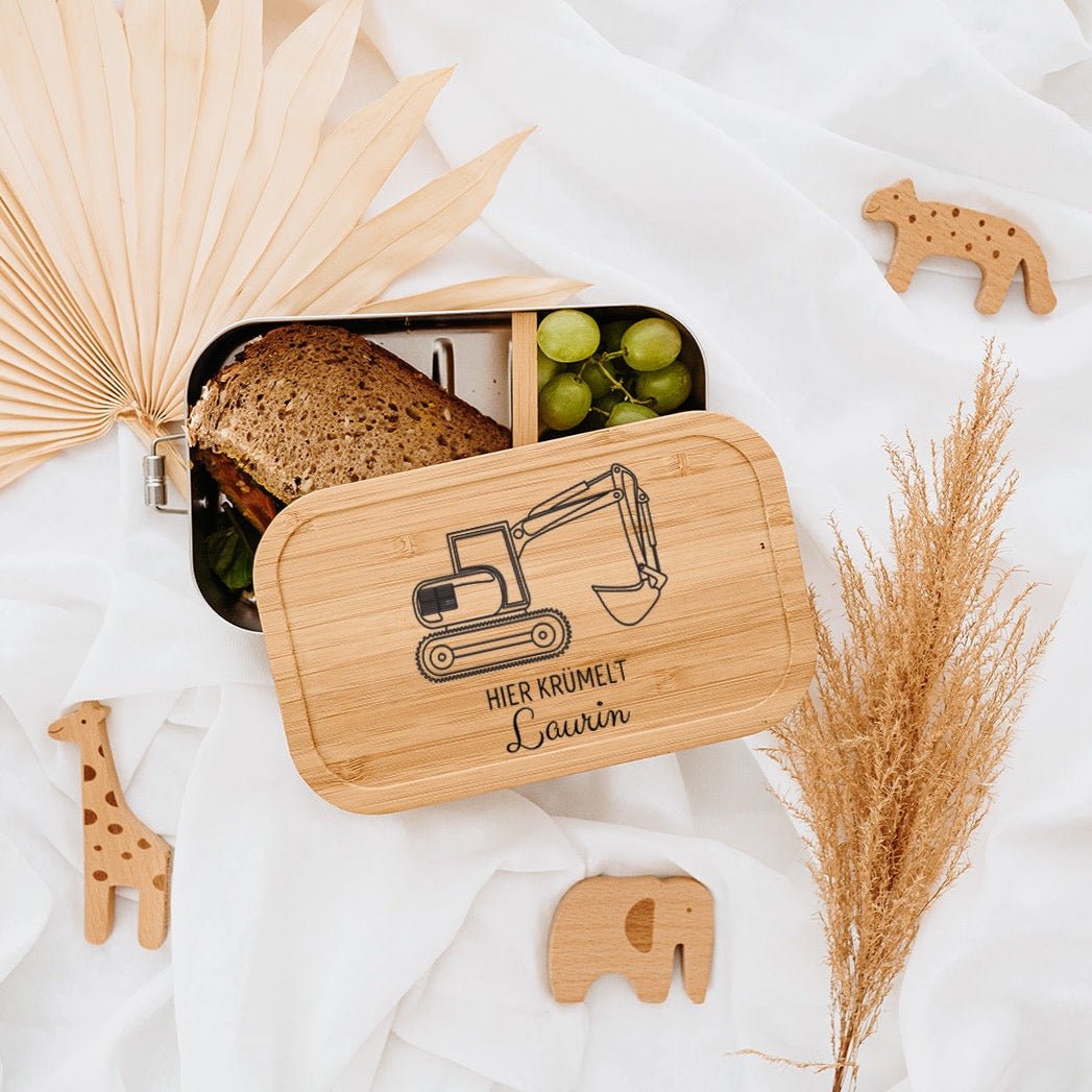 Brotdose Edelstahl personalisiert - Fahrzeuge Gravur - wunderwunsch