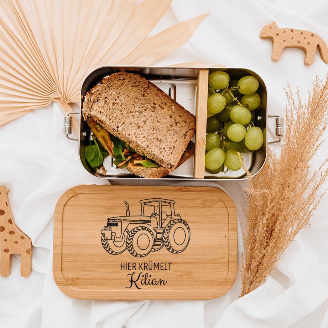 Brotdose Edelstahl personalisiert - Fahrzeuge Gravur - wunderwunsch