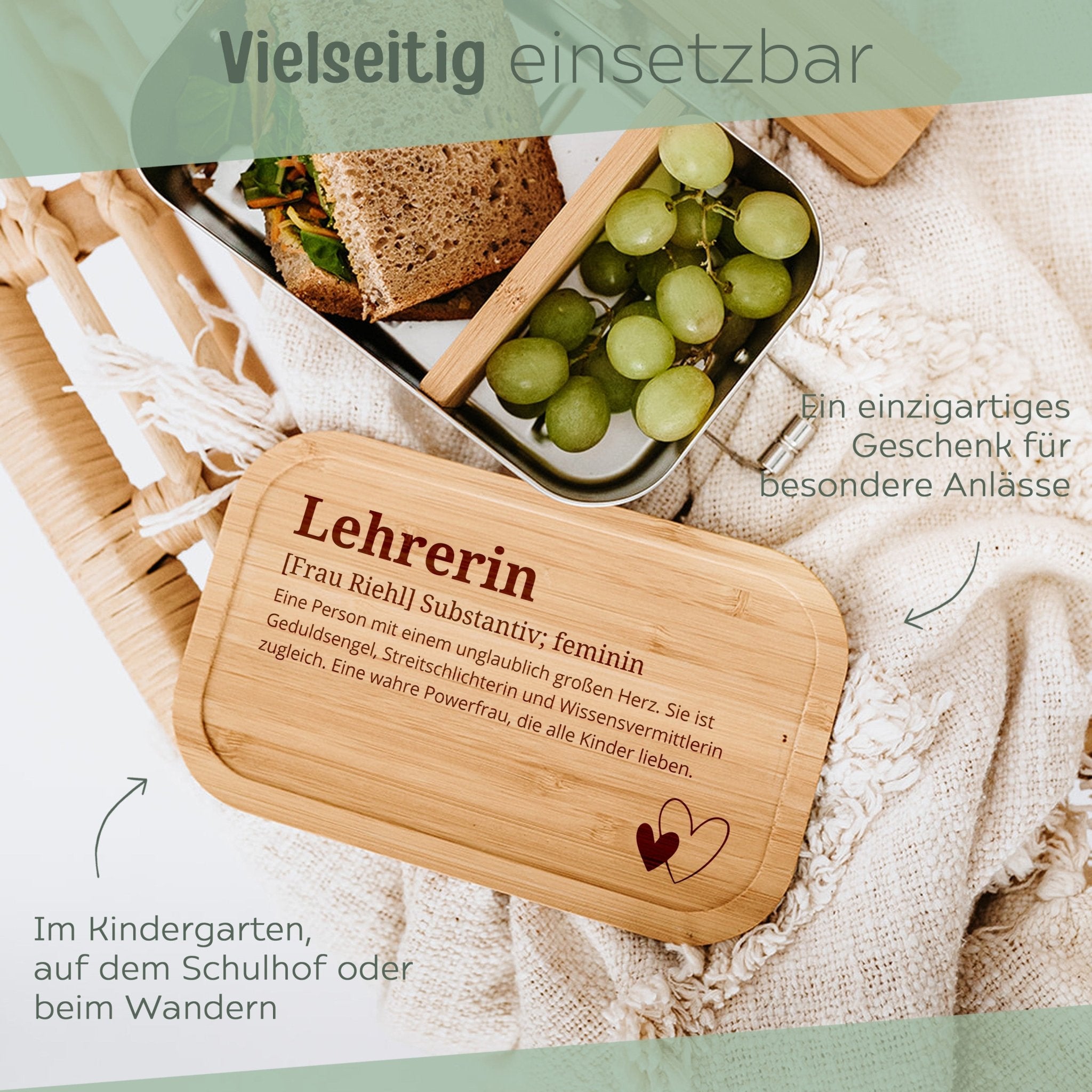 Brotdose Edelstahl personalisiert - Lehrerin Definition Gravur - wunderwunsch
