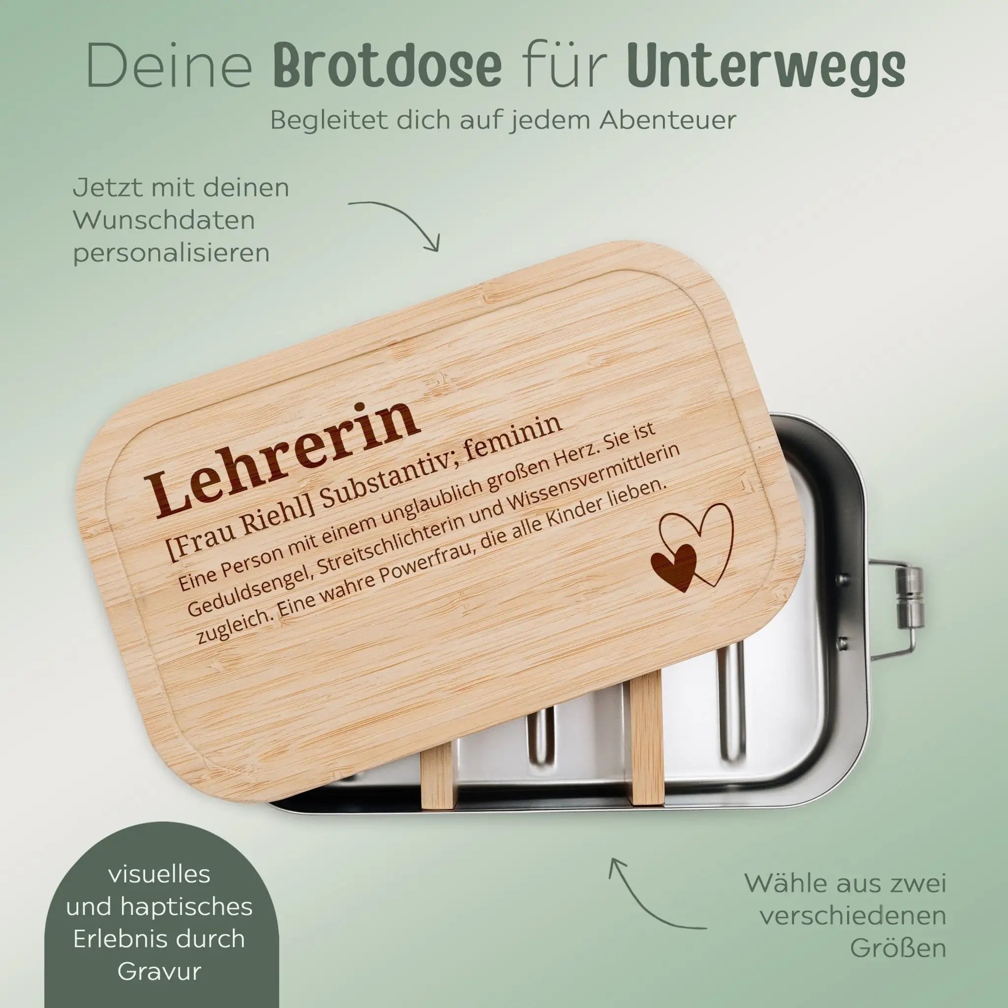 Brotdose Edelstahl personalisiert - Lehrerin Definition Gravur - wunderwunsch