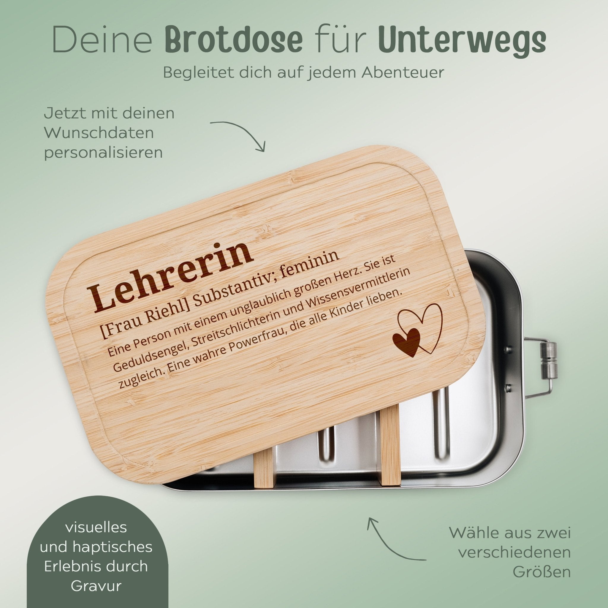 Brotdose Edelstahl personalisiert - Lehrerin Definition Gravur - wunderwunsch