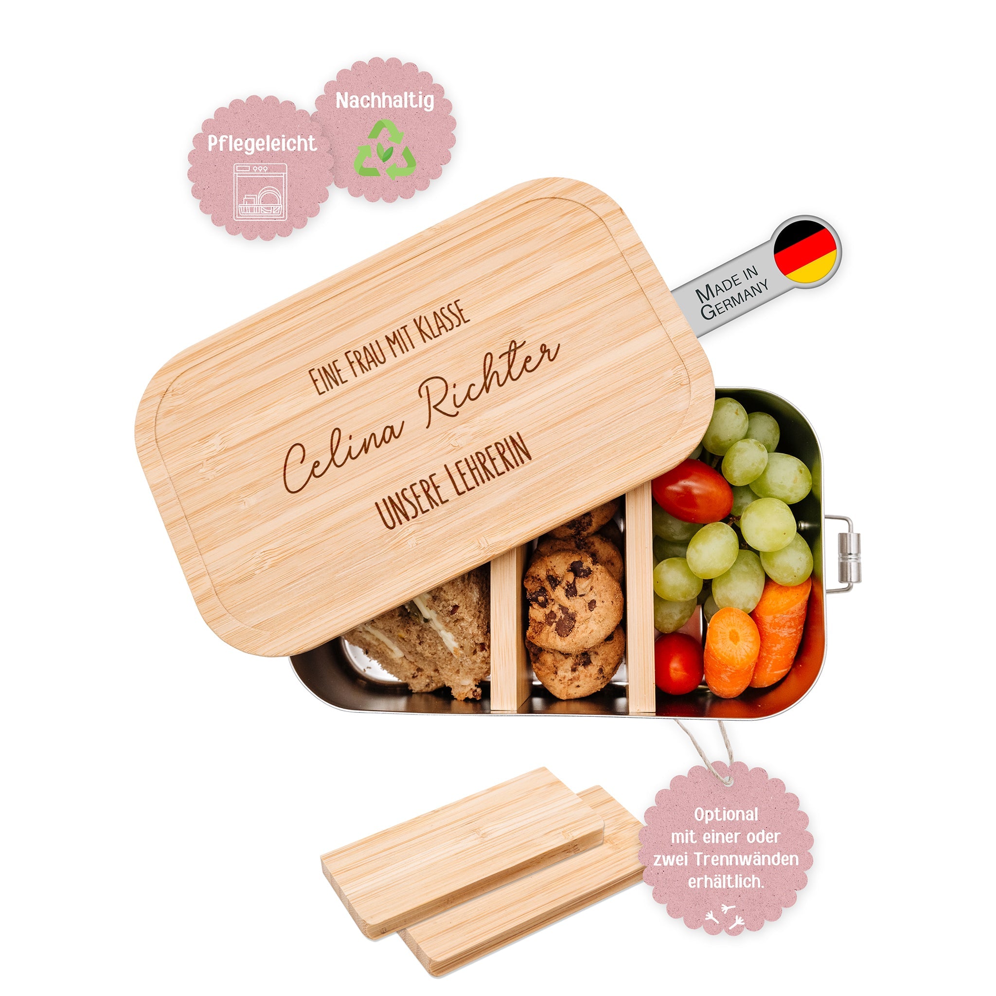 Brotdose Edelstahl personalisiert - Lehrer/Lehrerin mit Klasse Gravur - wunderwunsch