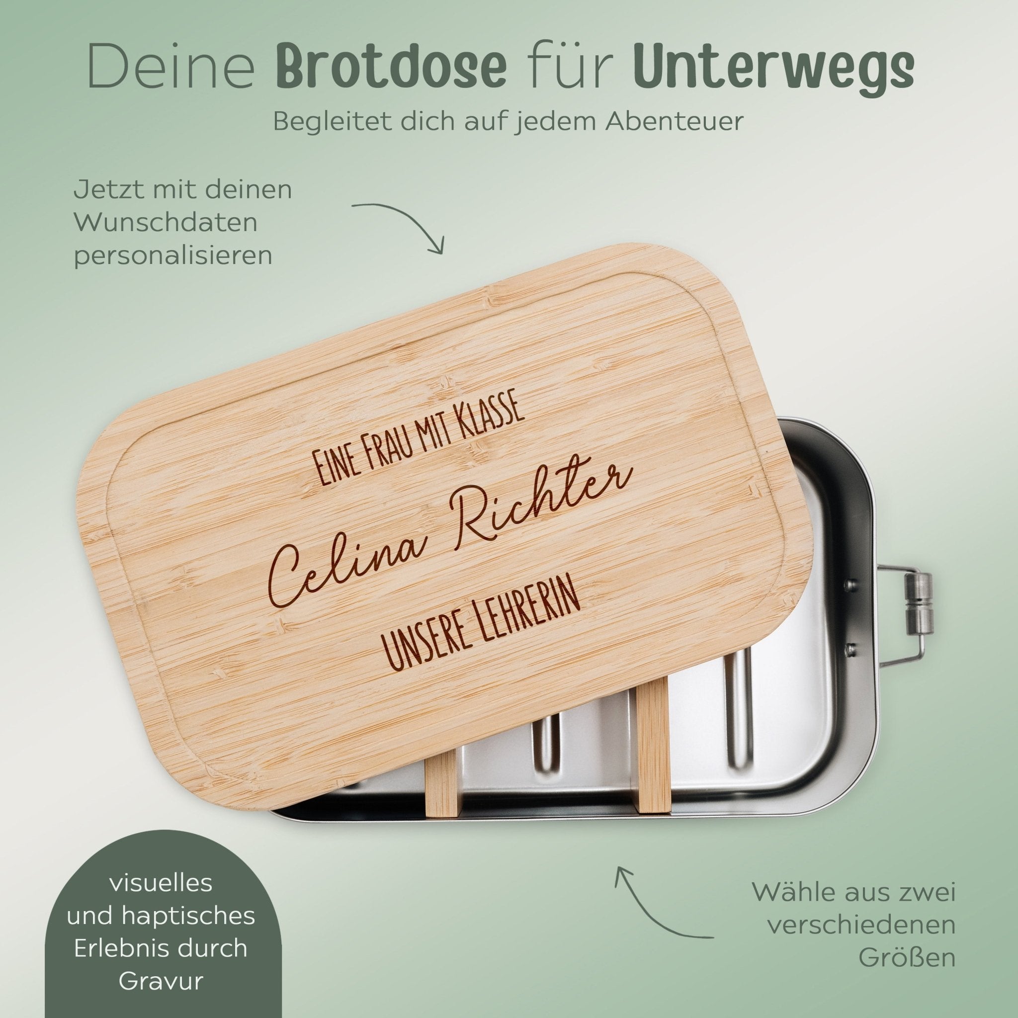 Brotdose Edelstahl personalisiert - Lehrer/Lehrerin mit Klasse Gravur - wunderwunsch