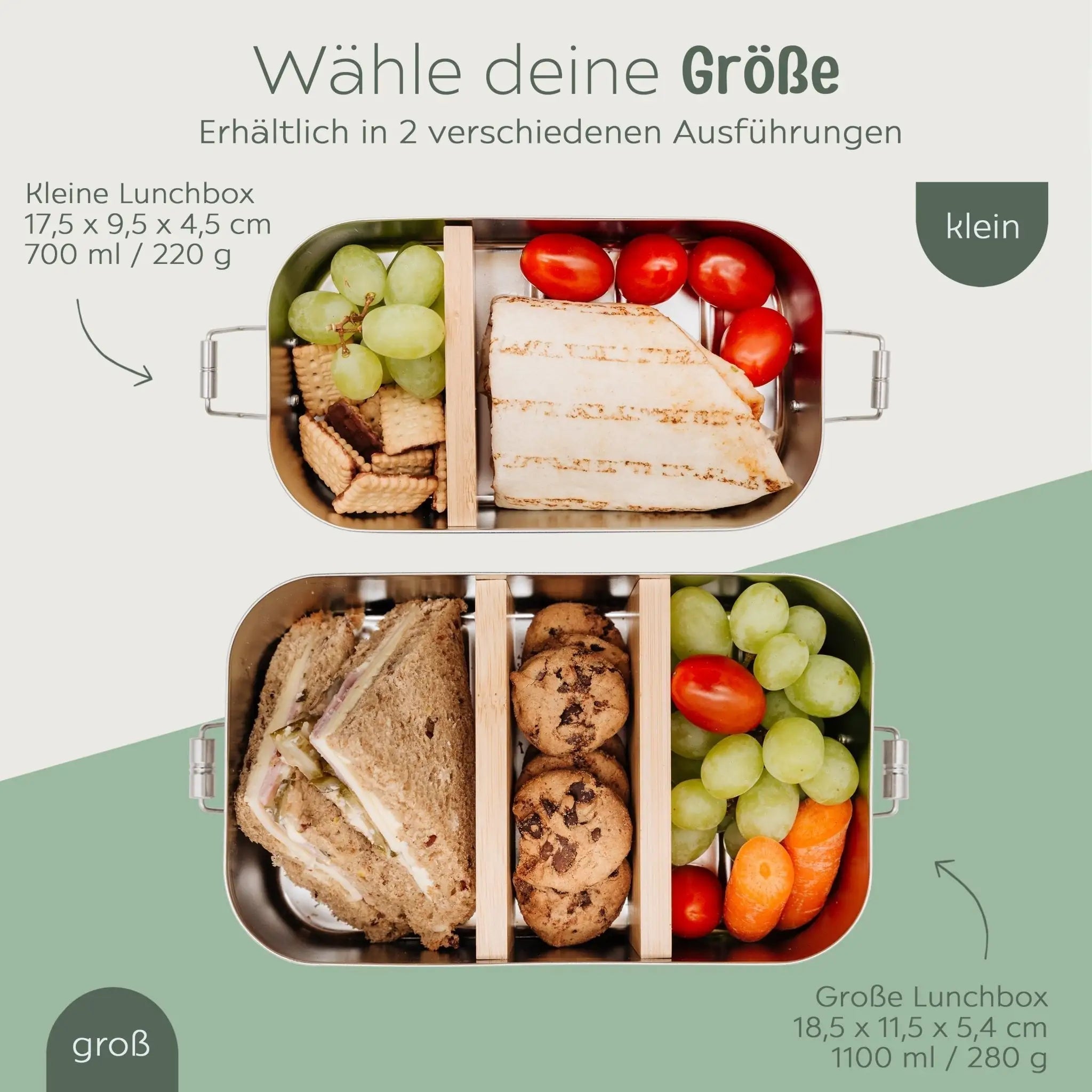 Brotdose Edelstahl personalisiert - Tiere unten Blümchen Aquarell - wunderwunsch