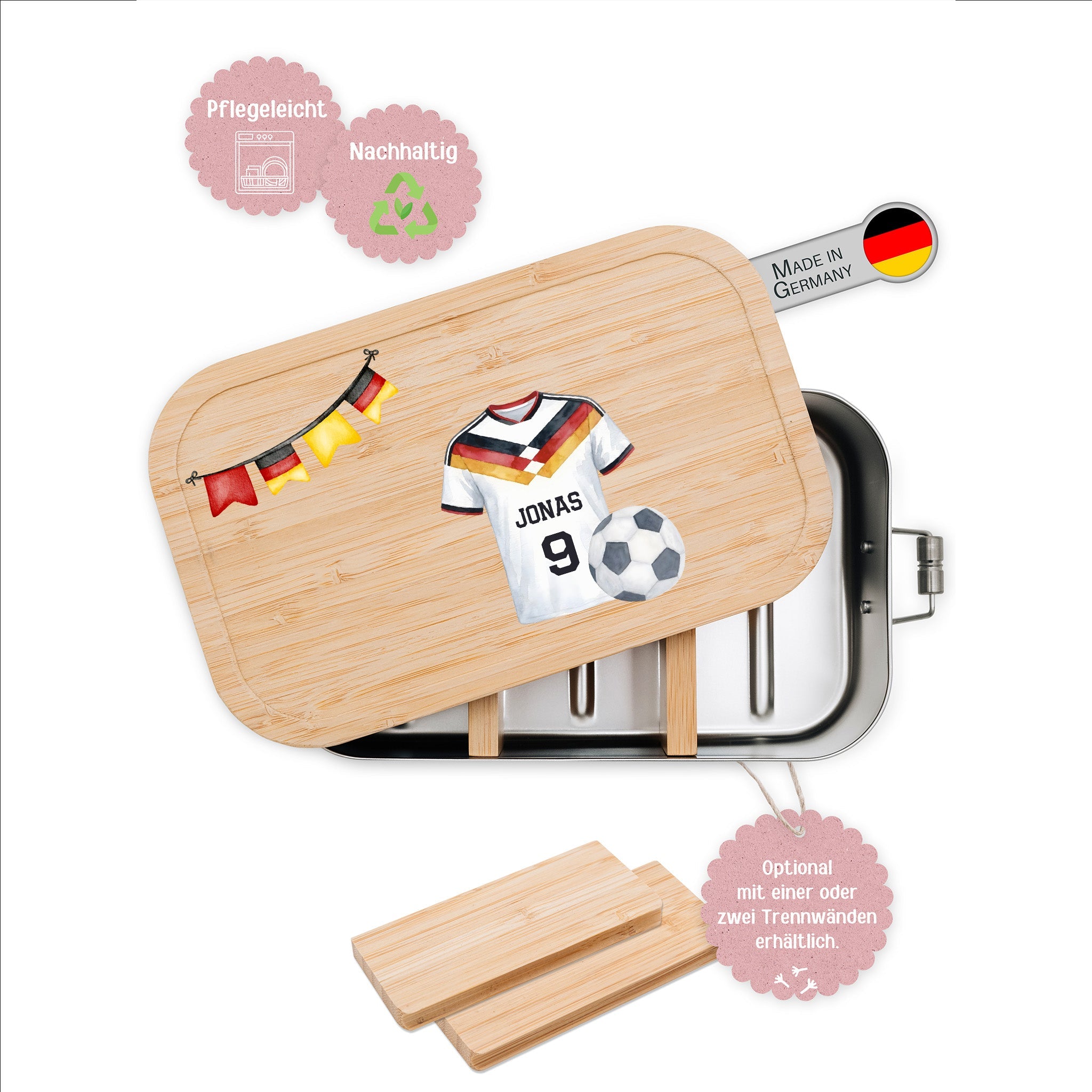 Brotdose Edelstahl personalisiert - WM Kollektion - wunderwunsch