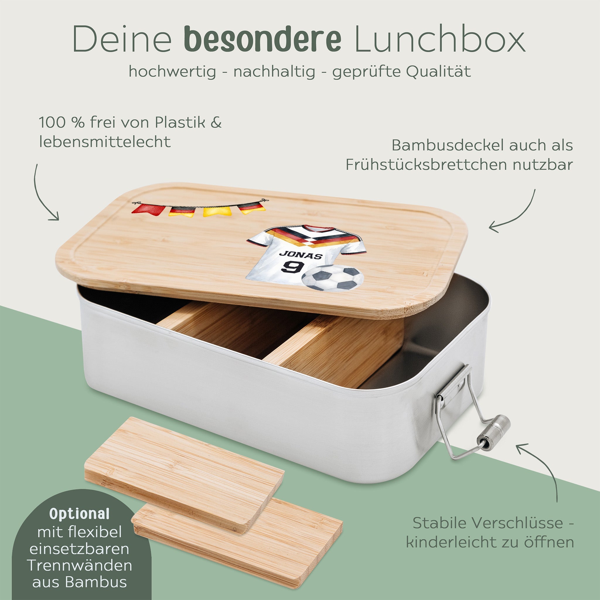 Brotdose Edelstahl personalisiert - WM Kollektion - wunderwunsch