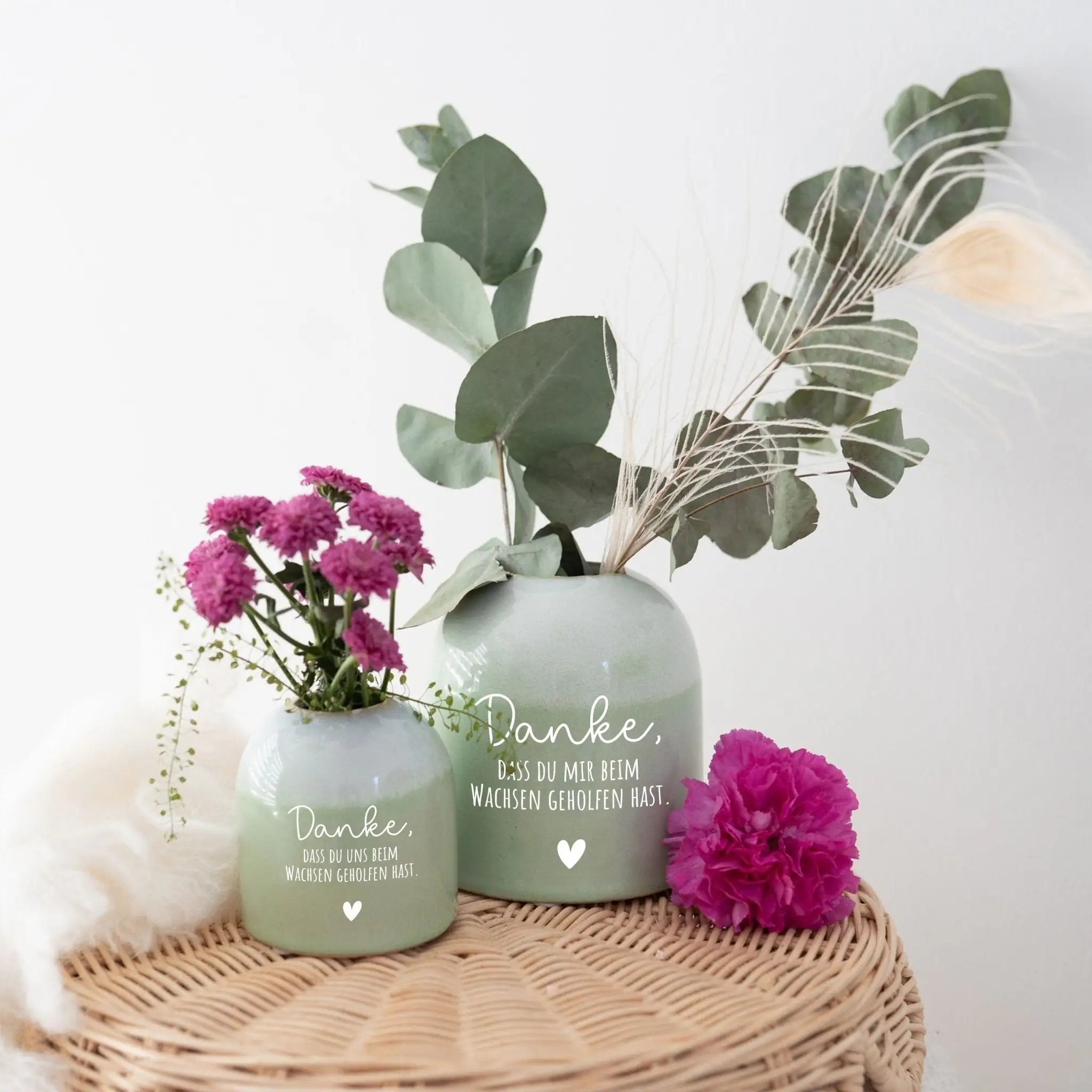 Bunte Vase aus Keramik - Danke, dass du beim wachsen geholfen hast - wunderwunsch