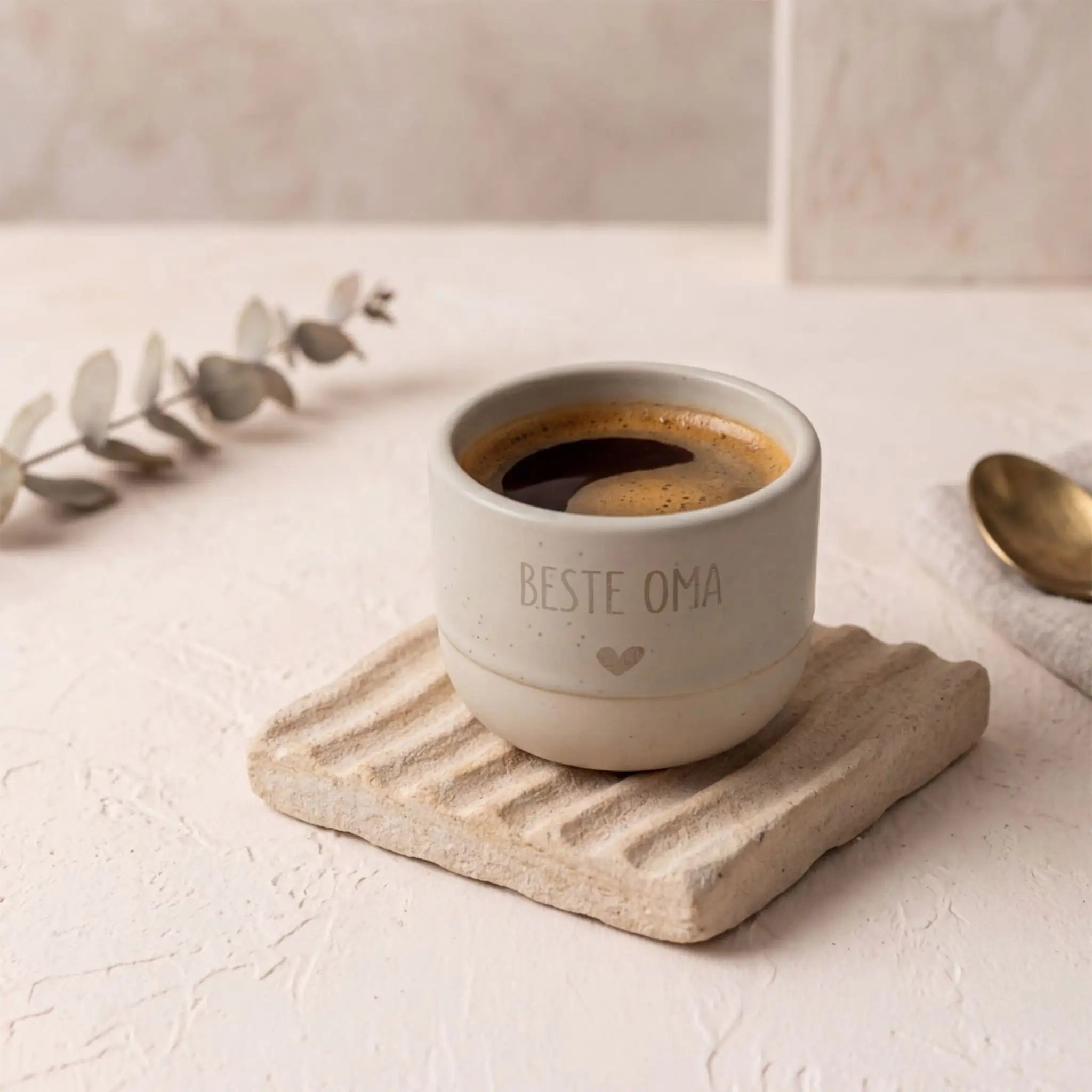 Cappucino oder Espresso Keramik Becher personalisiert - wunderwunsch